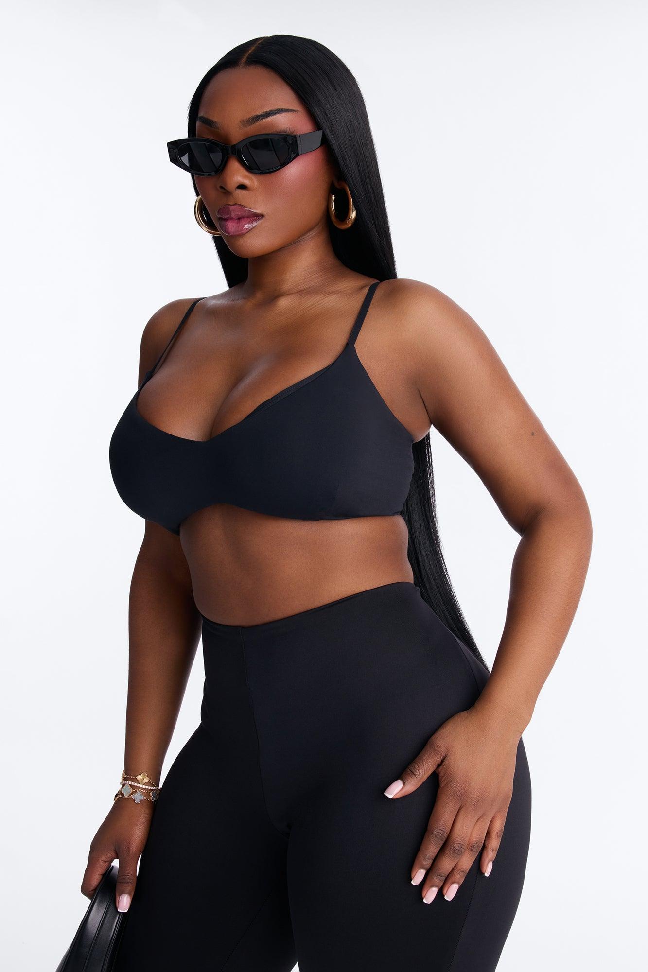 Second Skin Scoop Neck Spaghetti Strap Bra Top - Black Female Product Image