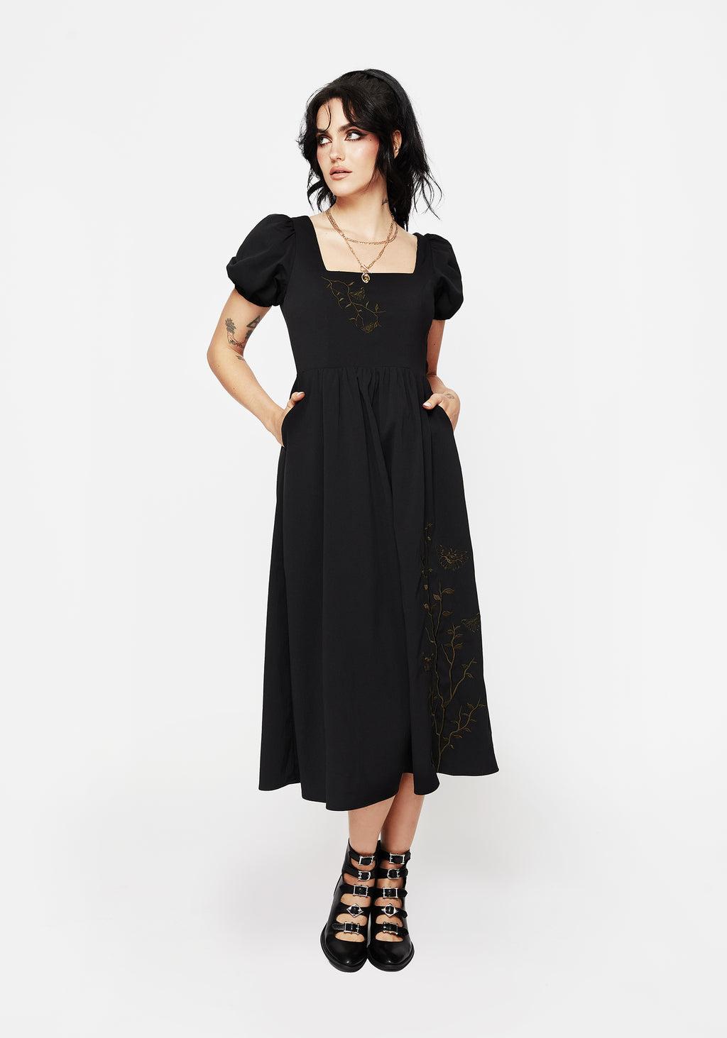 Cressida Moth Embroidered Midi Dress Product Image