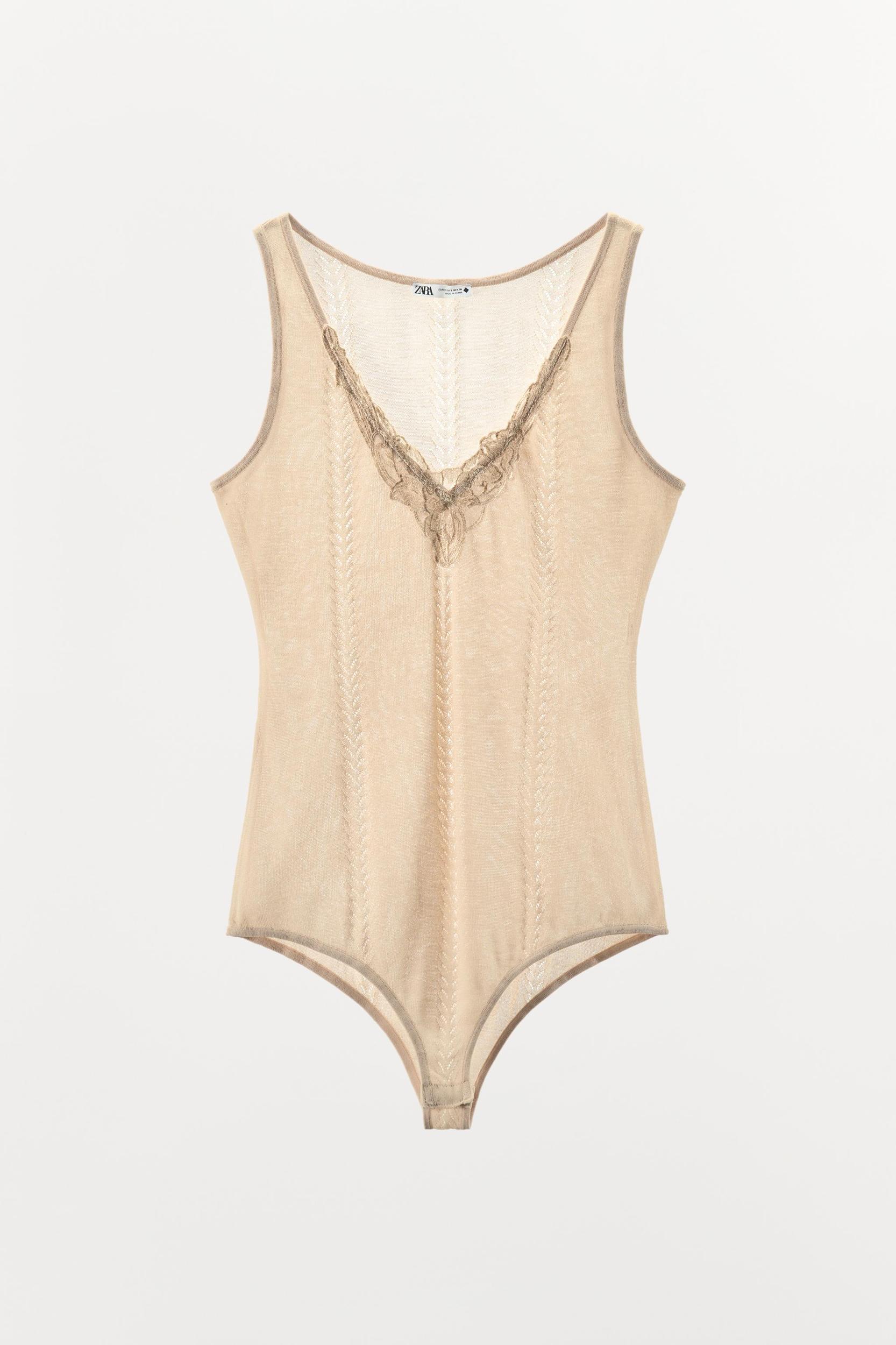 EMBROIDERED KNIT BODYSUIT Product Image