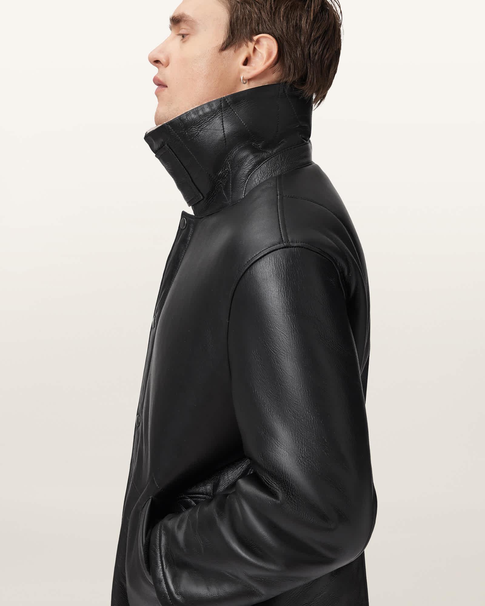 Deunia Shearling Coat BLACK/SAND | ALLSAINTS US Product Image