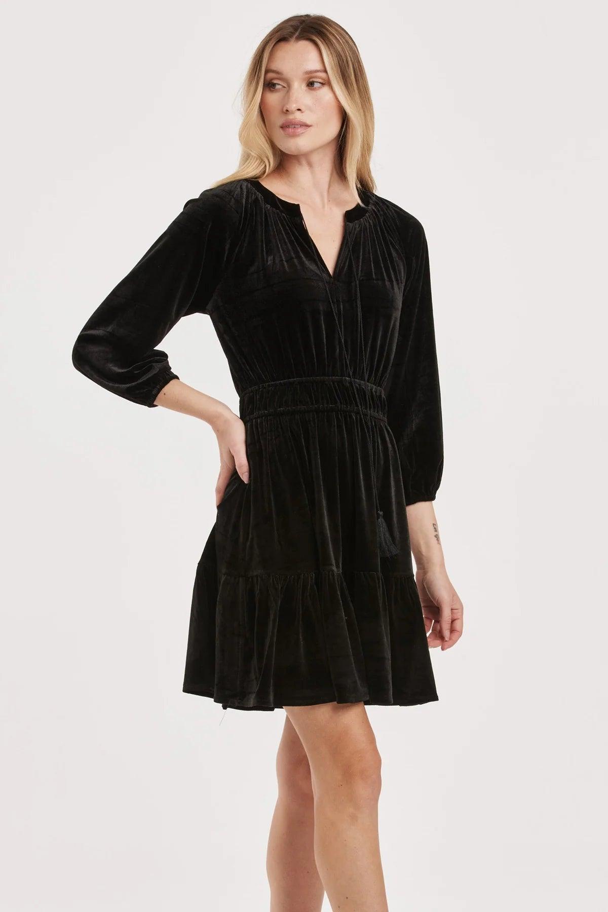 Gillian Tiered Long Sleeve Dress with Elastic Waist Product Image