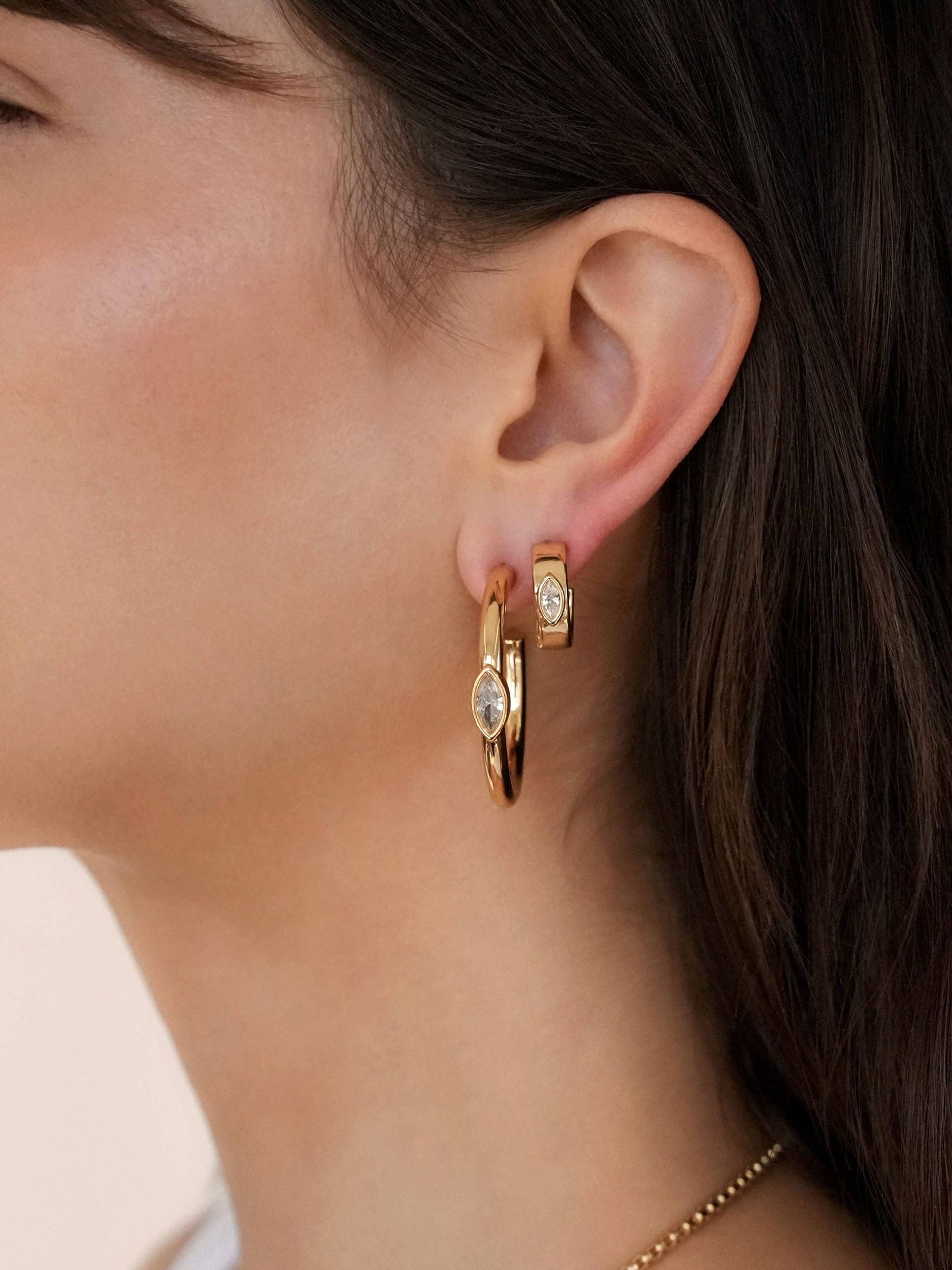 Small Marquise Crystal Hoops Product Image