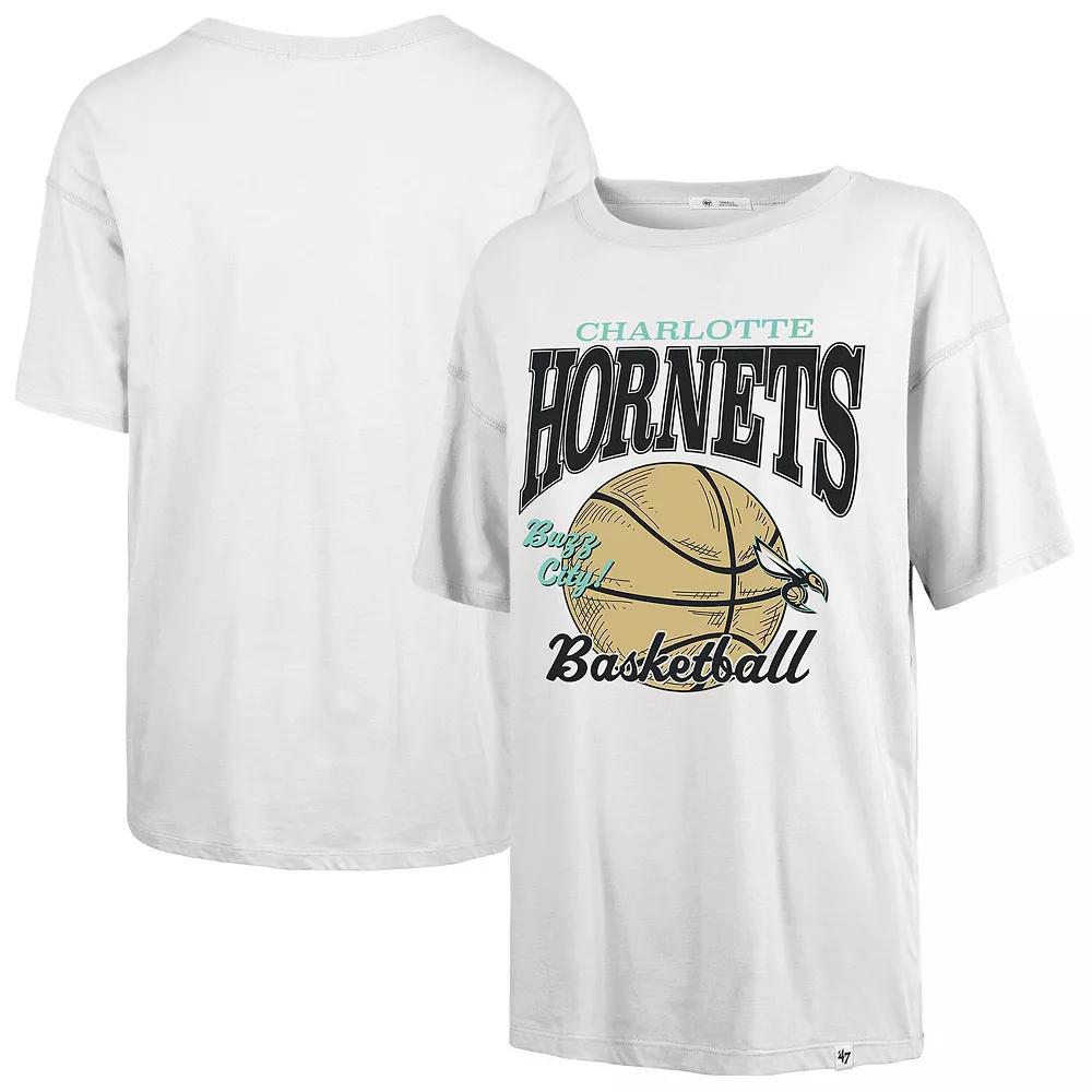 Women's '47 White Charlotte Hornets City Edition Down Court Sadie T-Shirt,  Product Image