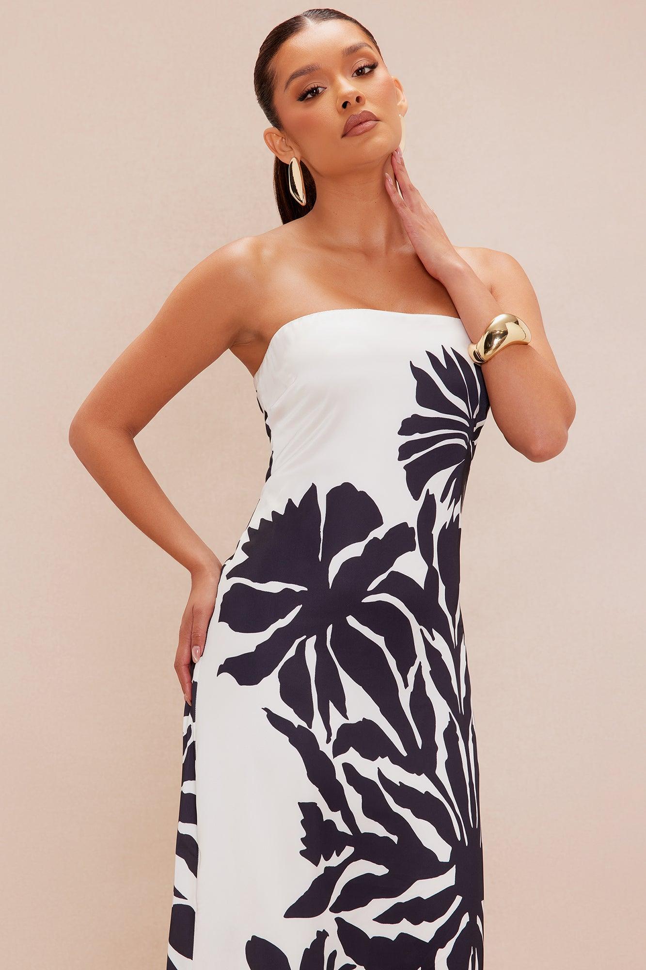 Luna Satin Maxi Dress - Cream/combo Product Image