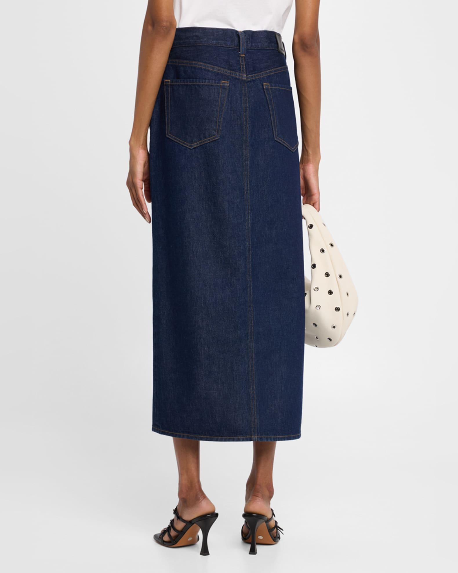 Gwynn Cotton Denim Midi Pencil Skirt Product Image