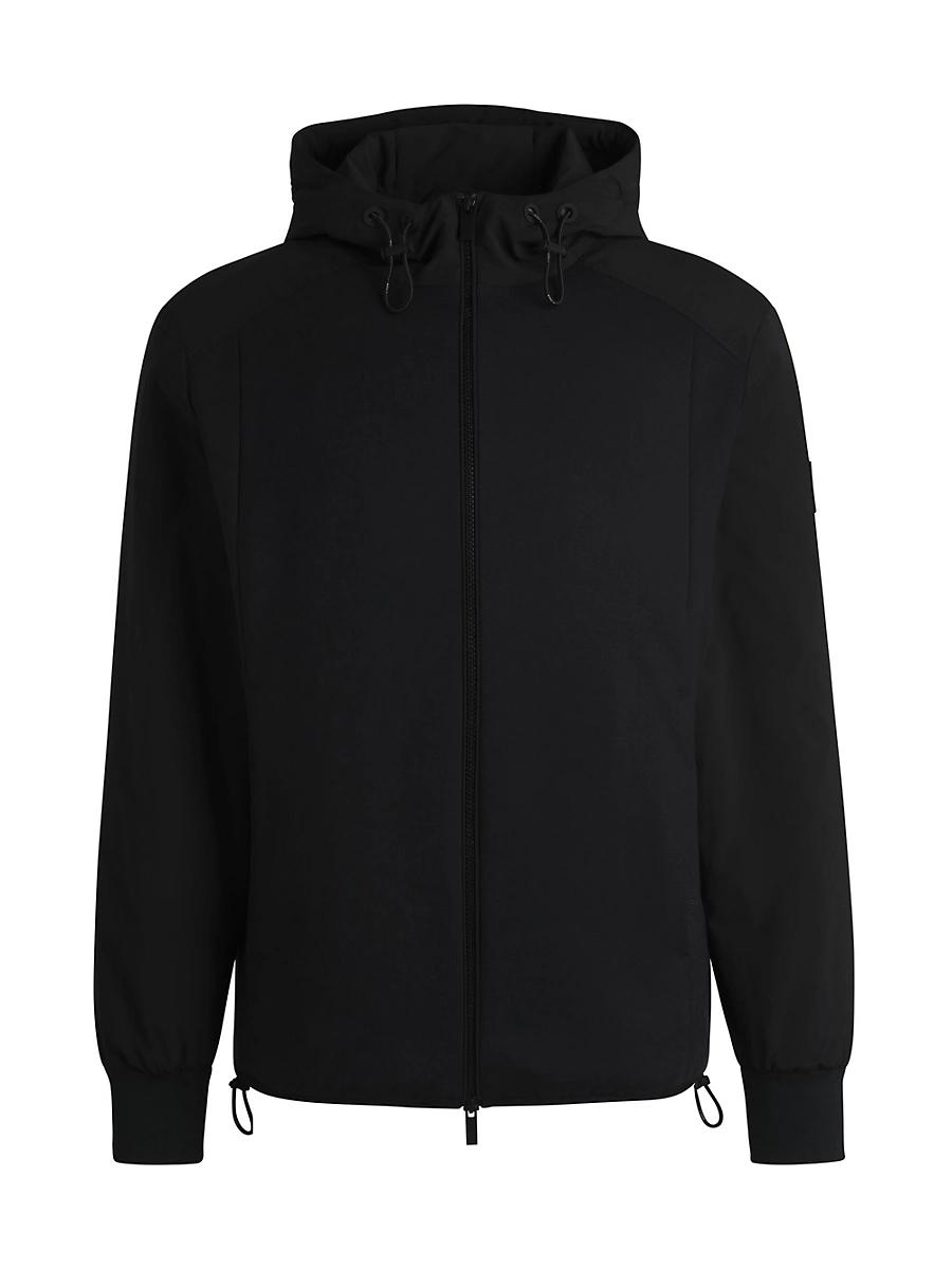 Mens Hooded Regular-Fit Jacket in Mixed Materials Product Image