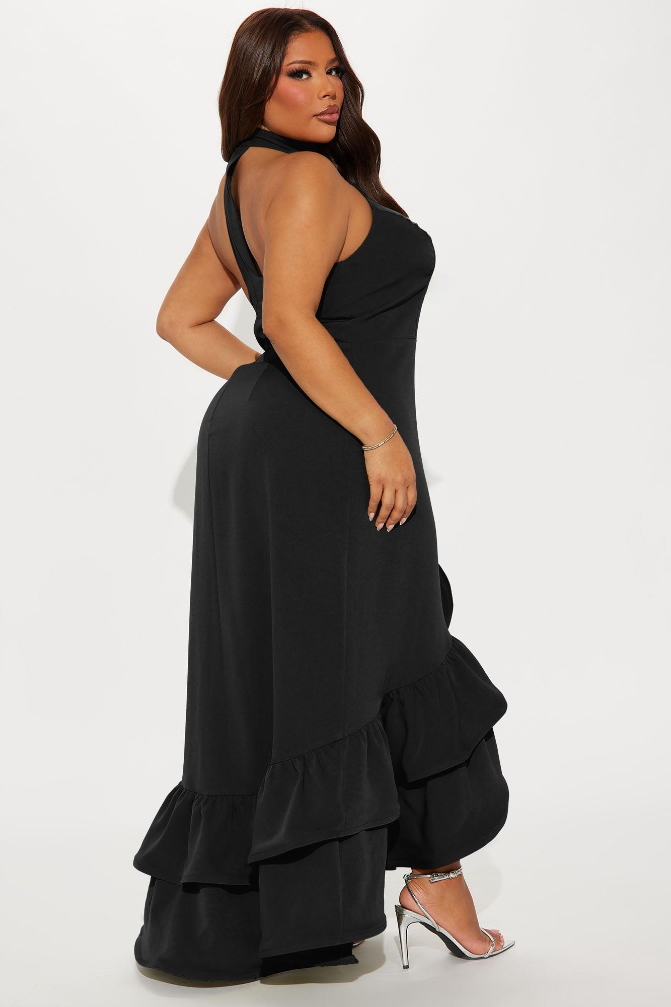 Olivia Ruffle Maxi Dress - Black Female Product Image