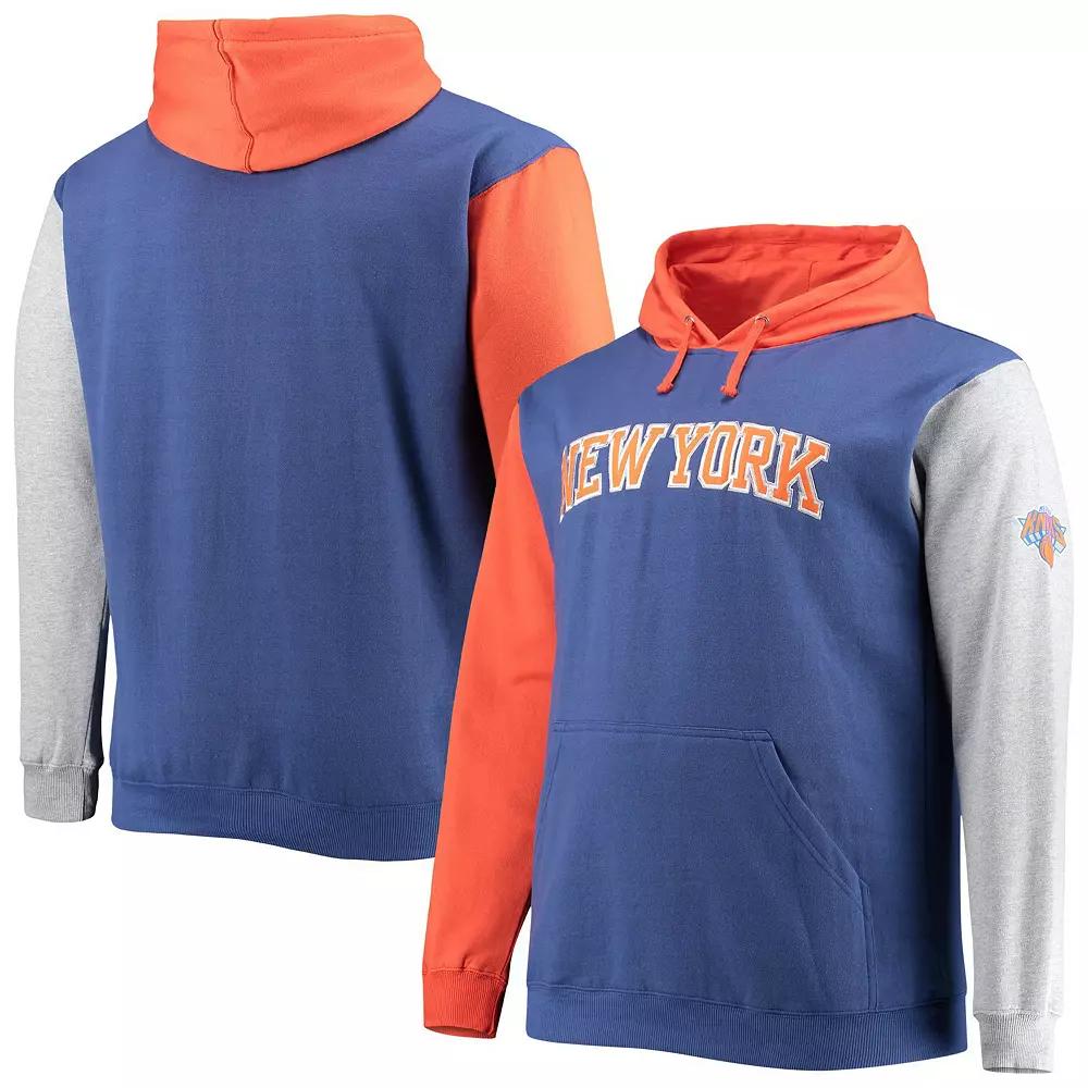 Men's Fanatics Branded Royal/Orange New York Knicks Big & Tall Double Contrast Pullover Hoodie, Size: 2XB, Blue Product Image
