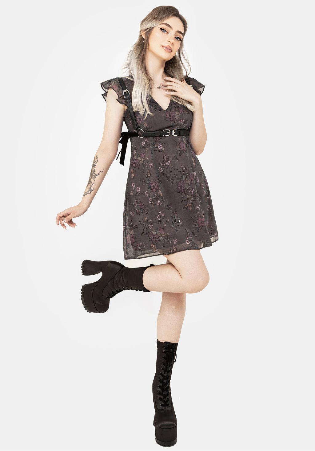 Arnora Chiffon Ruffle Detail Mini Dress Product Image