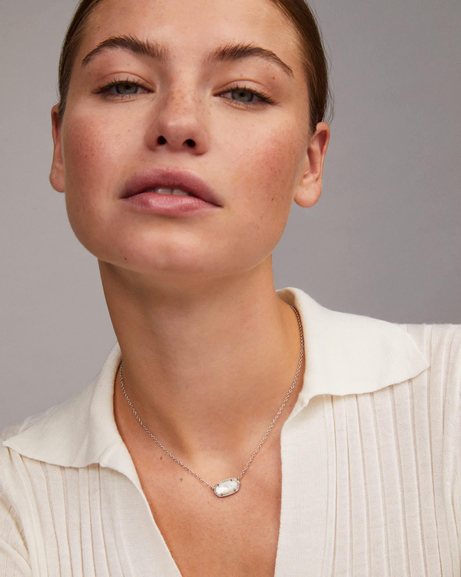 Kendra Scott Elisa Silver Pendant Necklace in Ivory Mother-of-Pearl | Mother Of Pearl/Metal Rhodium Product Image