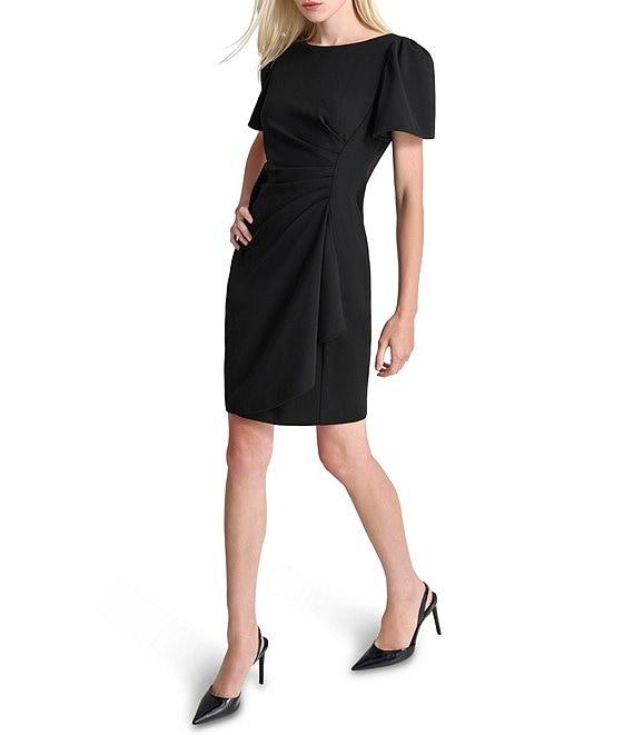 DKNY by Donna Karan Petite Size Short Sleeve Scuba Crepe Sheath Dress Product Image