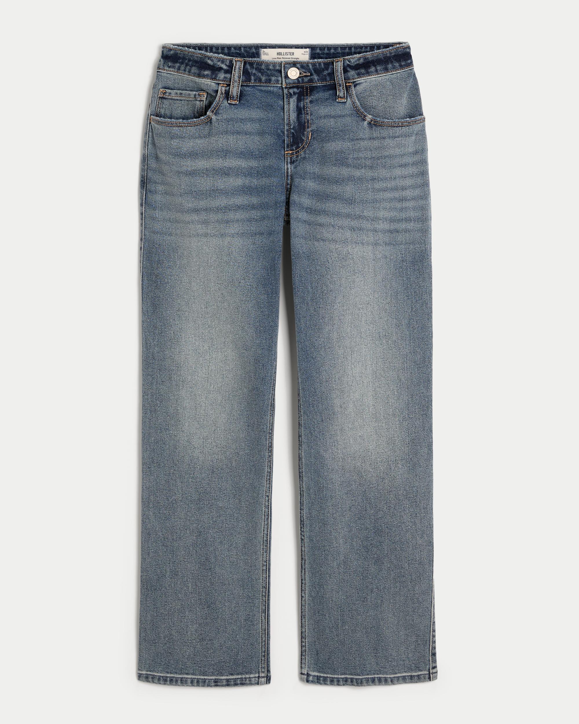 Low-Rise Medium Wash Relaxed Straight Jeans Product Image