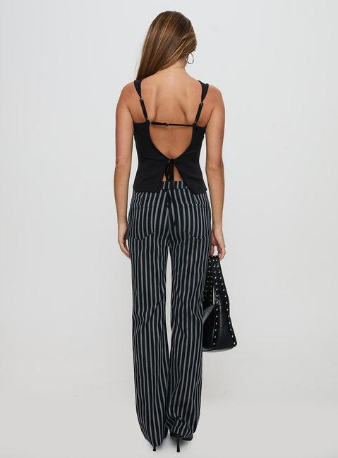 Allude Low Waist Pinstripe Pant Black Product Image