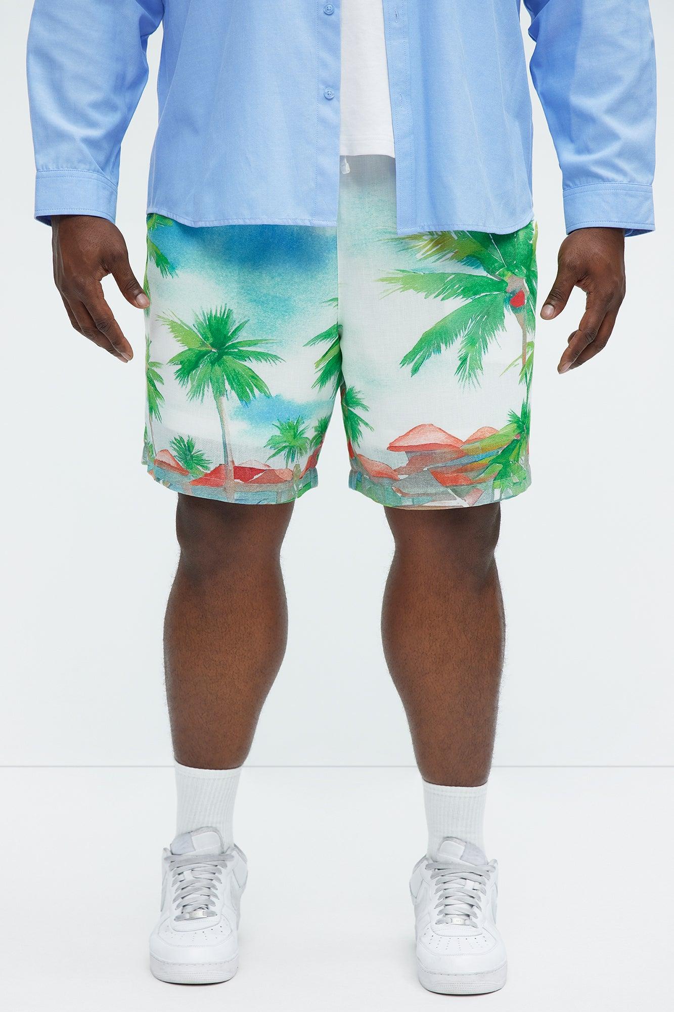 Watercolor Tropics Resort Shorts - White/combo Product Image