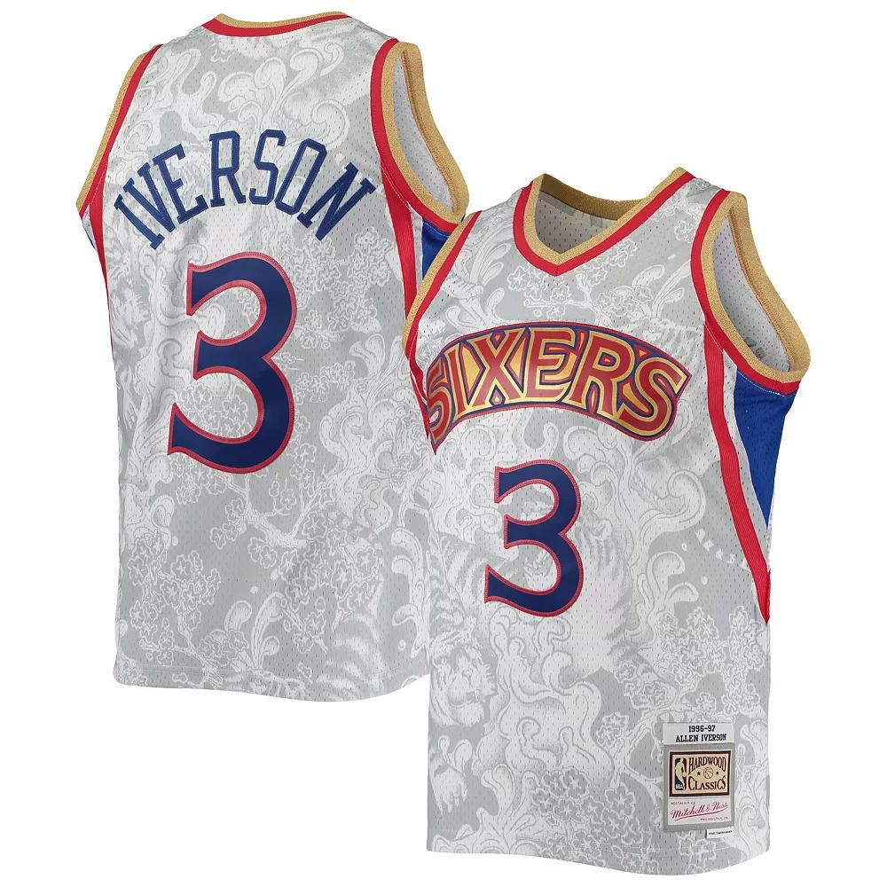 Men's Mitchell & Ness Allen Iverson White Philadelphia 76ers Hardwood Classics 1996/97 Lunar New Year Swingman Jersey, Size: Small, 76r White Product Image