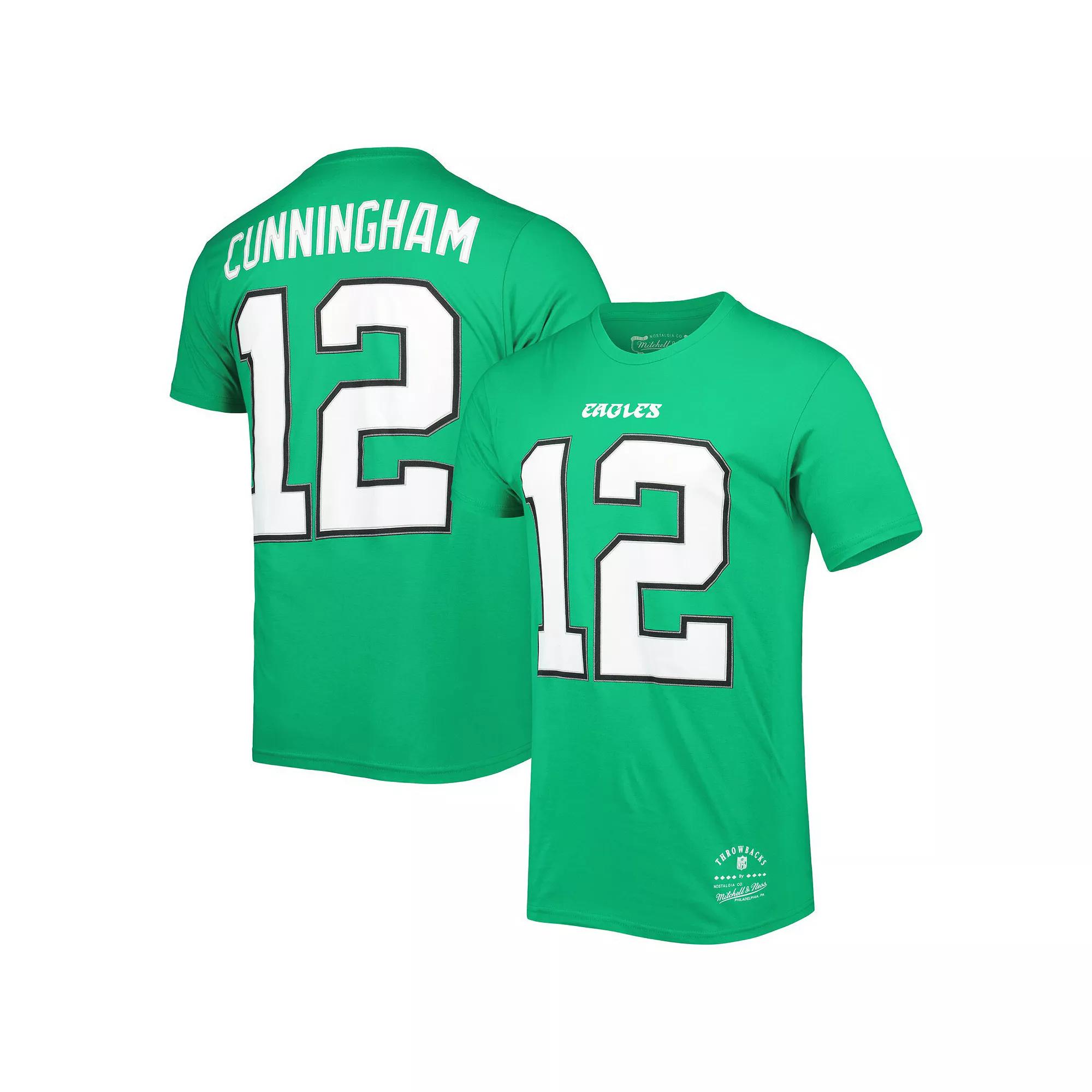 Men's Mitchell & Ness Randall Cunningham Kelly Green Philadelphia Eagles Retired Player Logo Name & Number T-Shirt,  Product Image