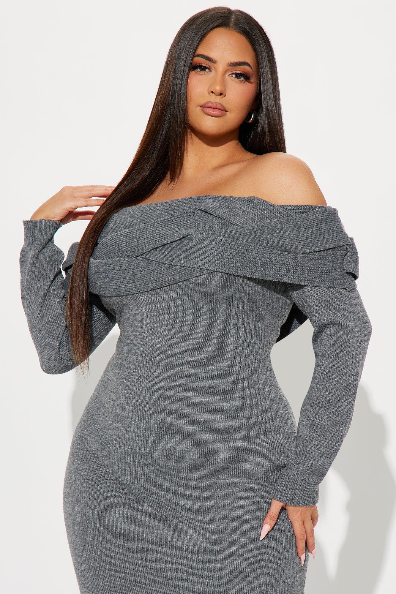 Vivien Sweater Midi Dress - Charcoal Product Image