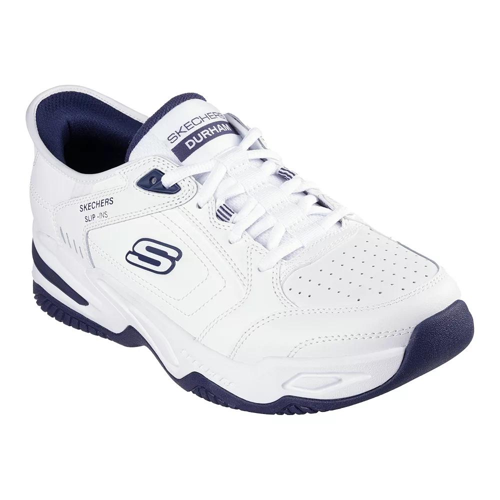 Skechers Hands Free Slip-ins® Relaxed Fit® Durham Delvor Men's Shoes, Size: 12 XW, White Navy Product Image
