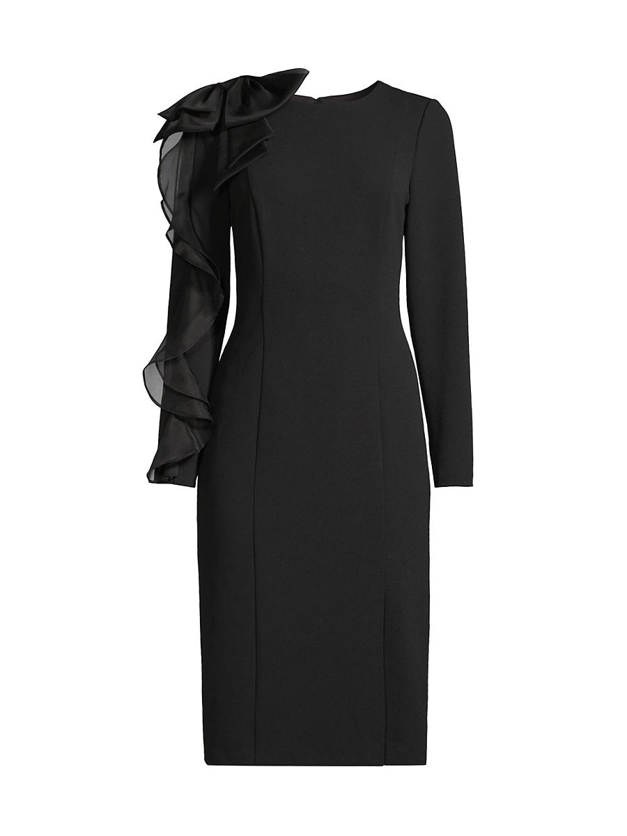 Womens Ruffle-Sleeve Sheath Dress Product Image
