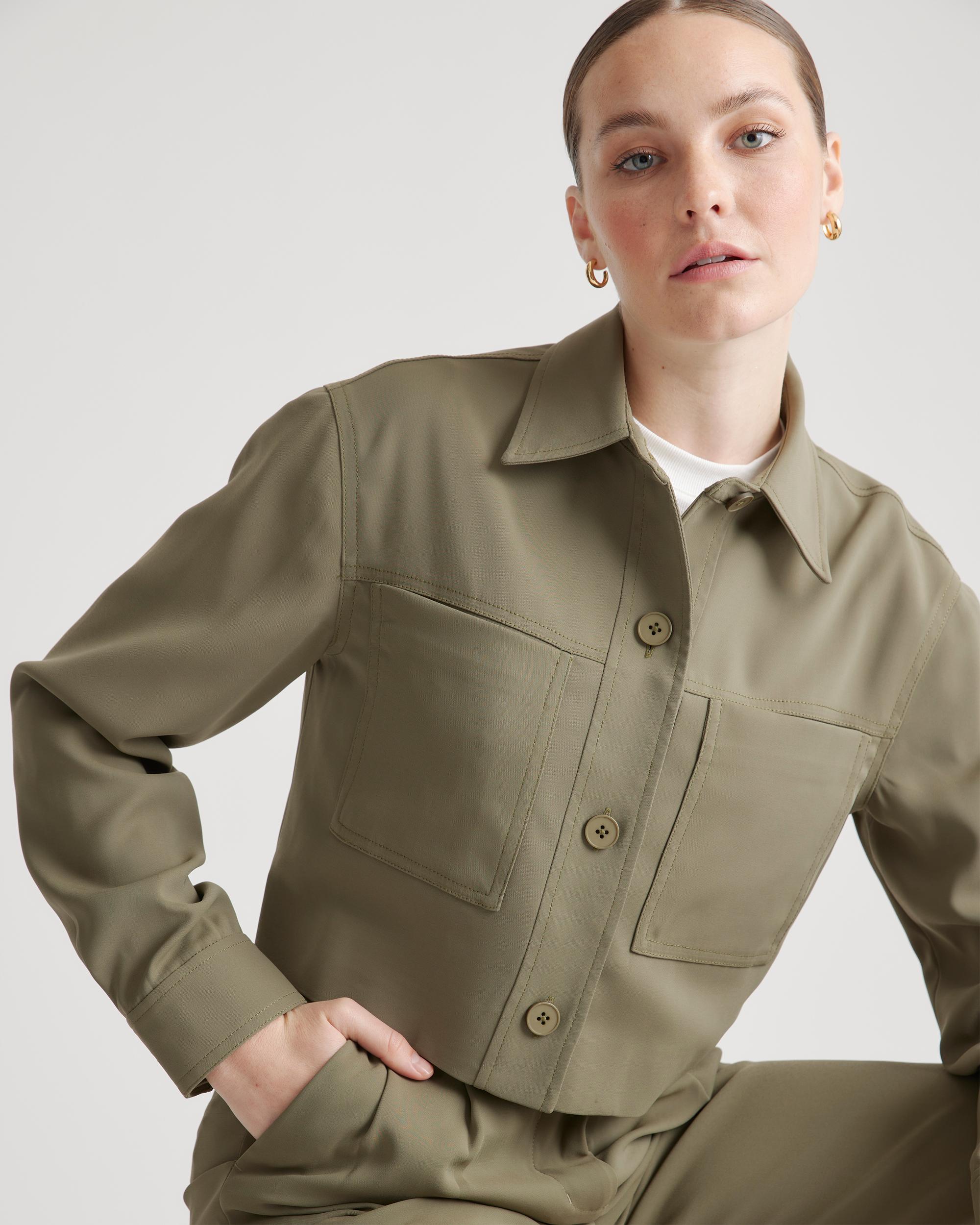 Quince | Women's Stretch Crepe Cropped Jacket Size XL, Recycled Polyester / Spandex Product Image
