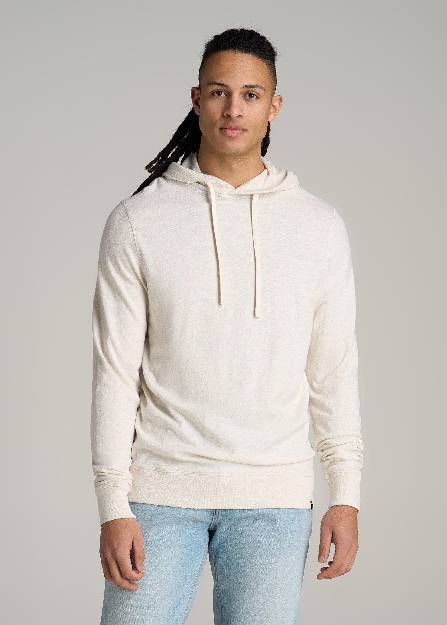 Sunwashed Slub Pullover Hoodie for Tall Men in Heathered Grey Male Product Image