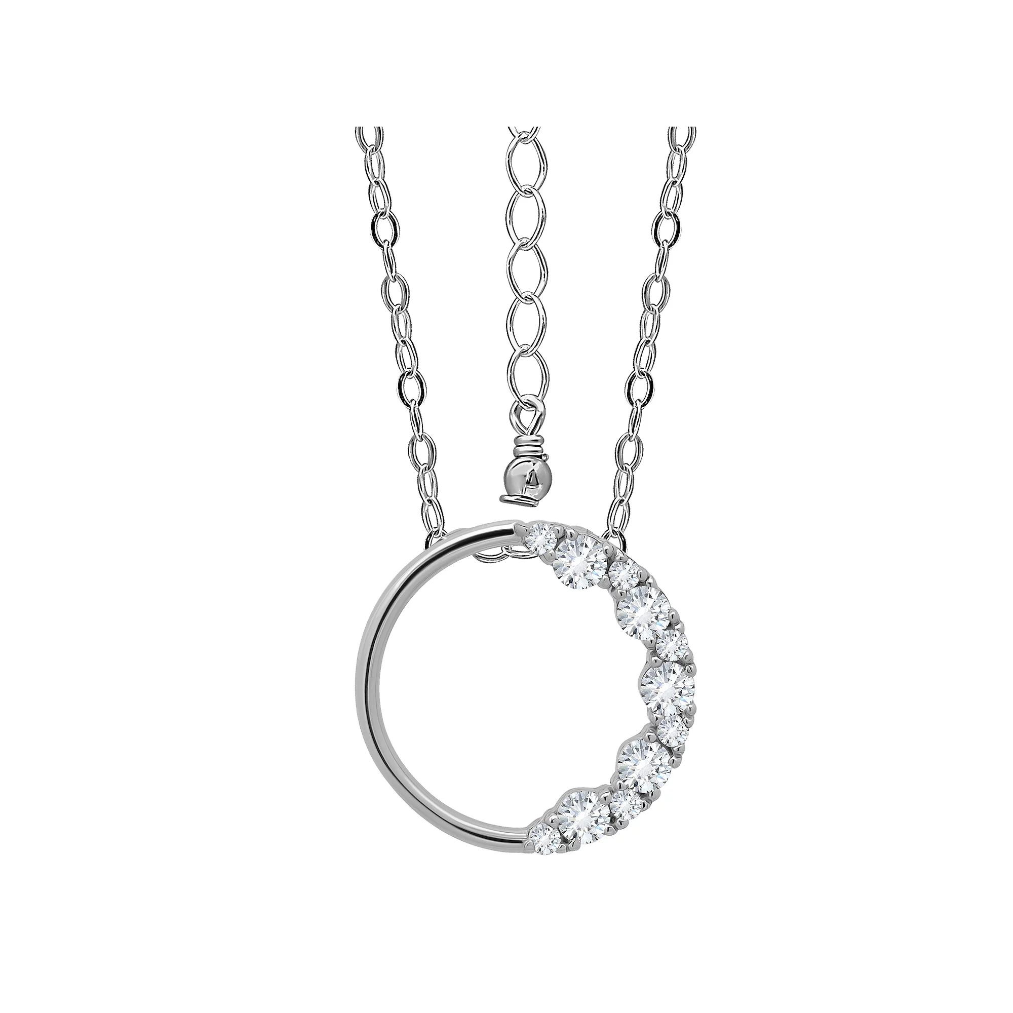 Aleure Precioso Sterling Silver Cubic Zirconia Open Circle Pendant Necklace, Women's, Size: 18" Product Image