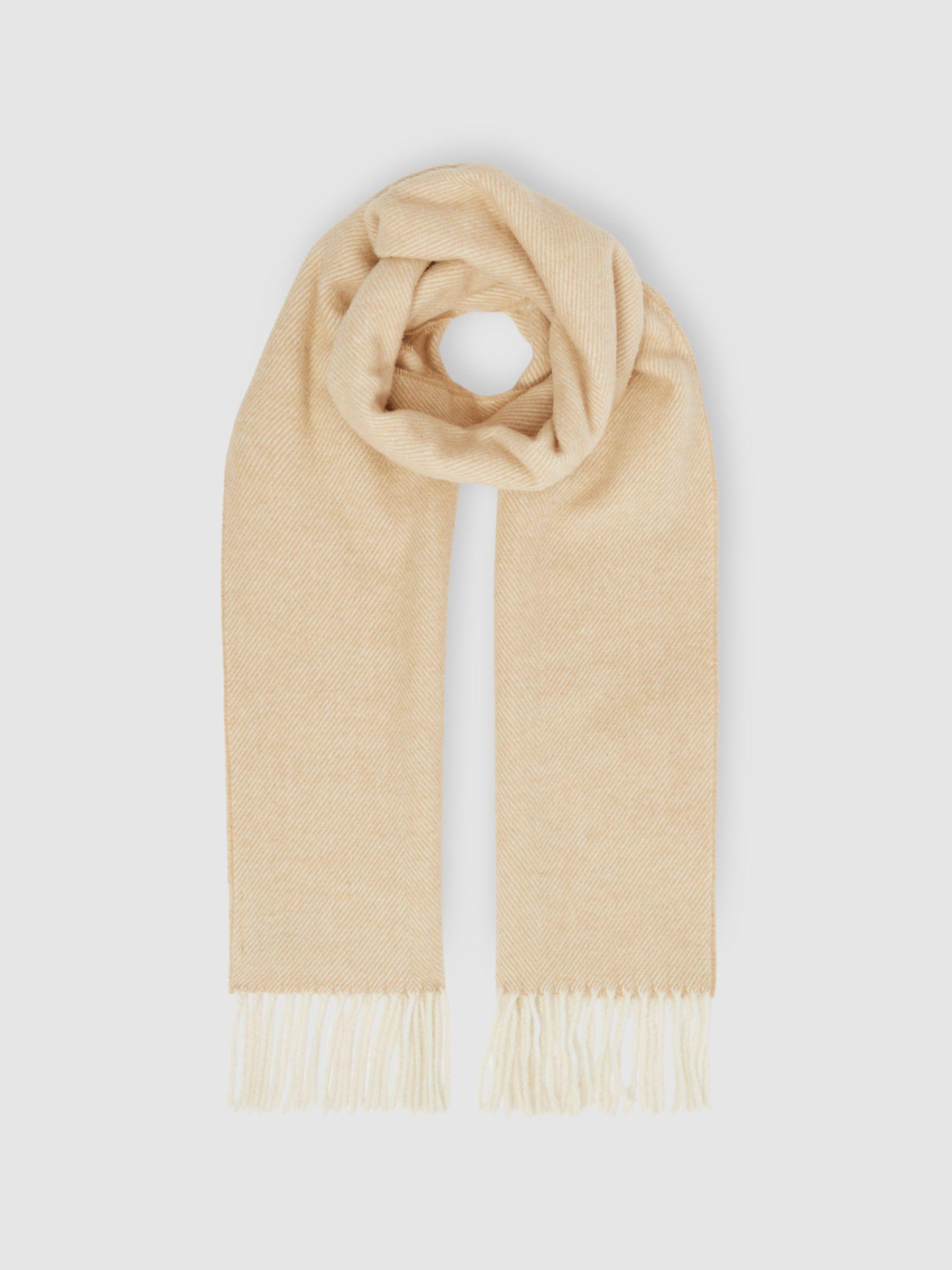 Wool-Blend Herringbone Scarf in Oatmeal/White Product Image