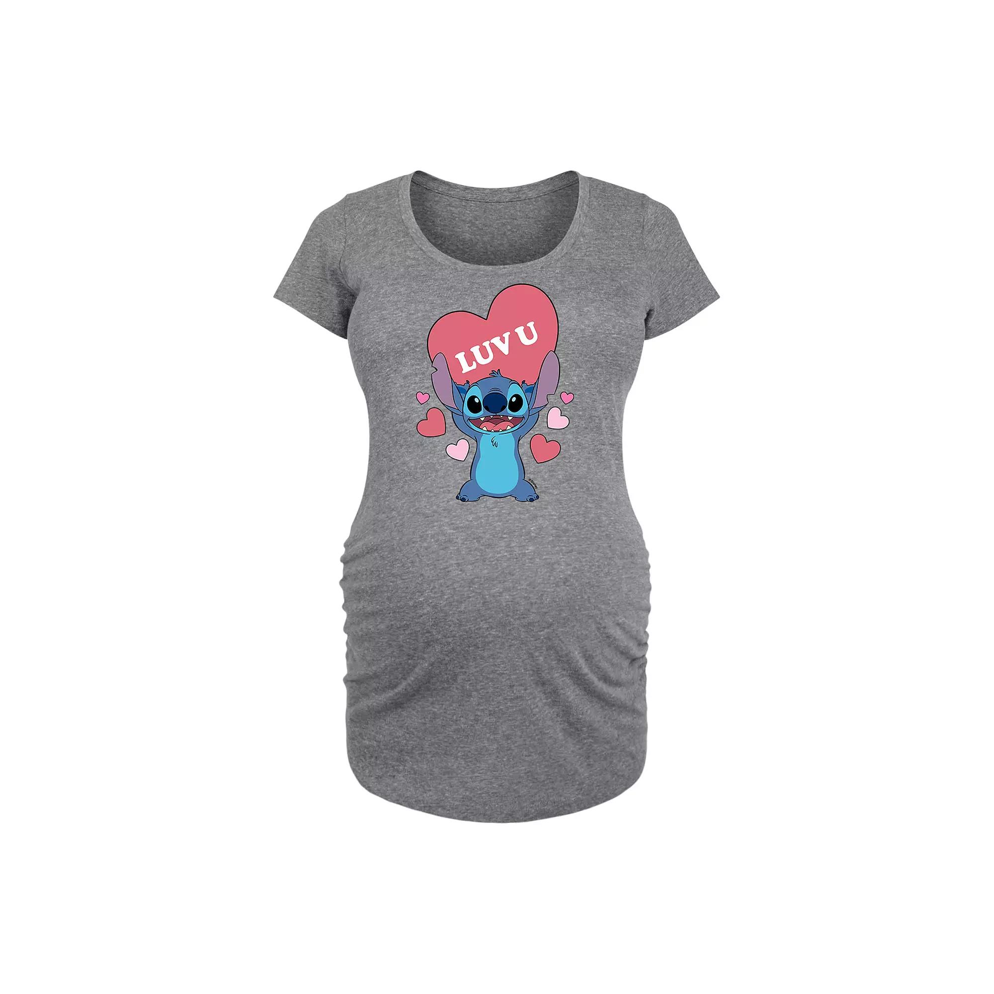 Disney's Lilo & Stitch Maternity Luv U Heart Graphic Tee, Women's,  Product Image