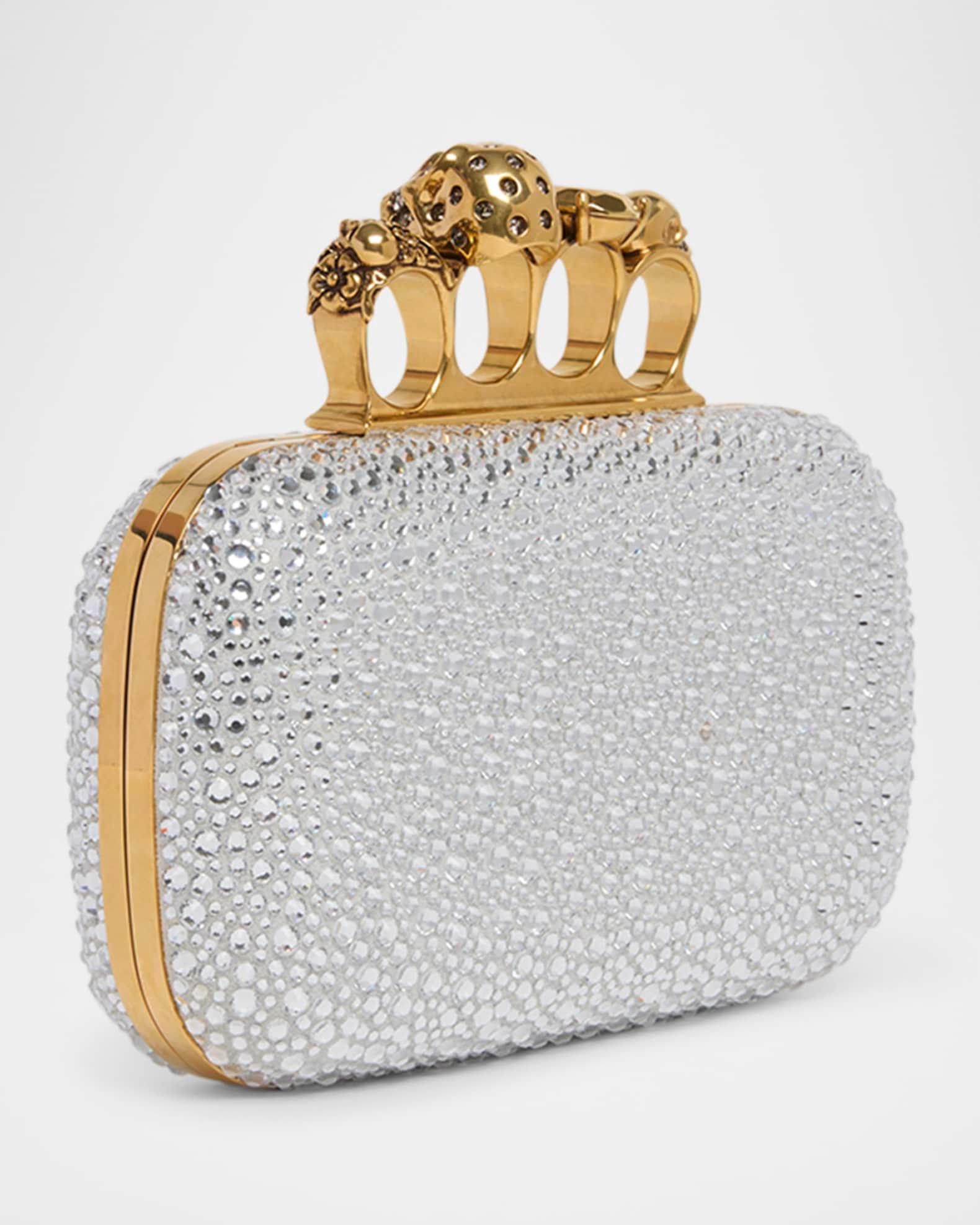 Skull Four Ring Embellished Leather Clutch Bag Product Image