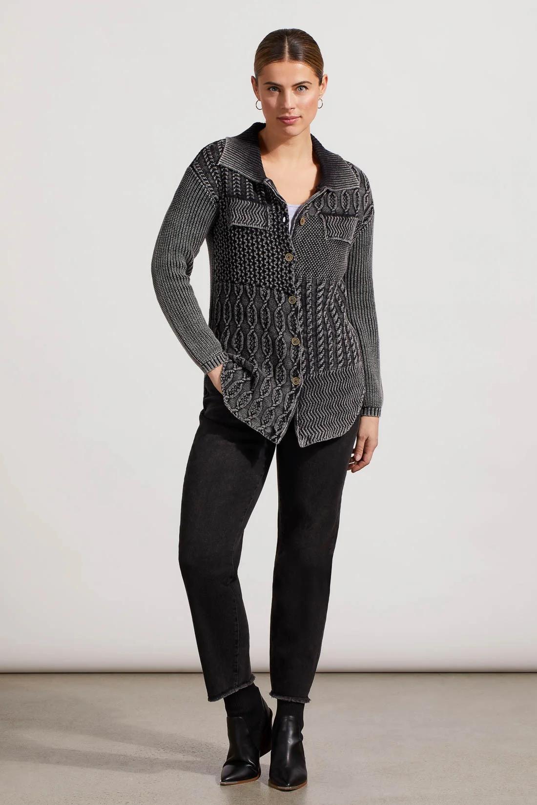 PATCHWORK SHACKET WITH CONTRAST BUTTONS Product Image