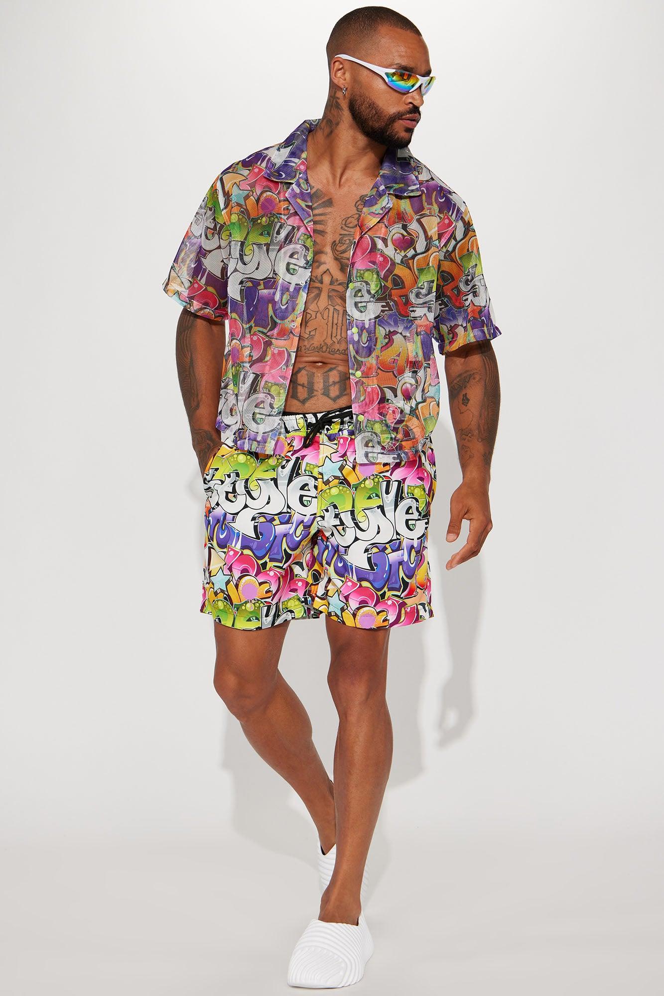 All That Graffiti Swim Classic Trunk - Multi Color Product Image