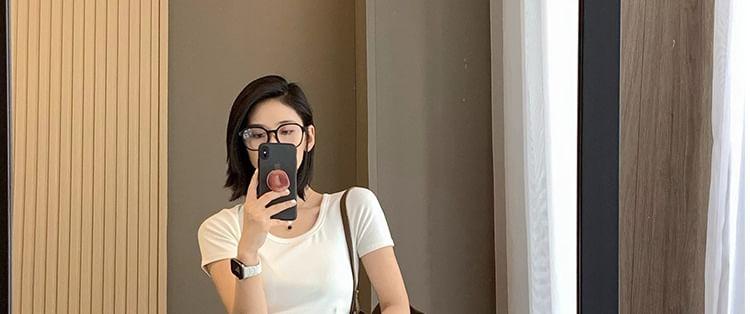 Maternity Elastic Waist Plain Crop Harem Pants Product Image