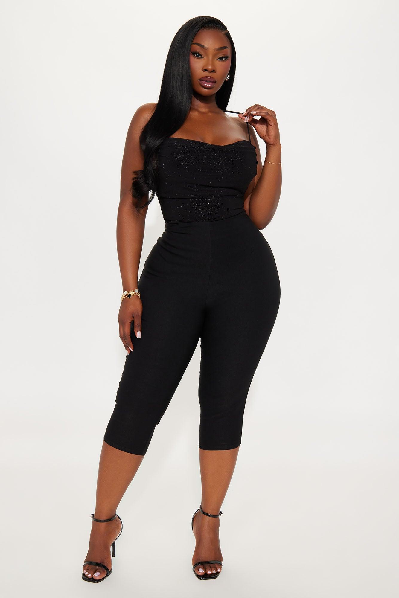 Star Dust Ruched Glitter Bodysuit - Black Female Product Image