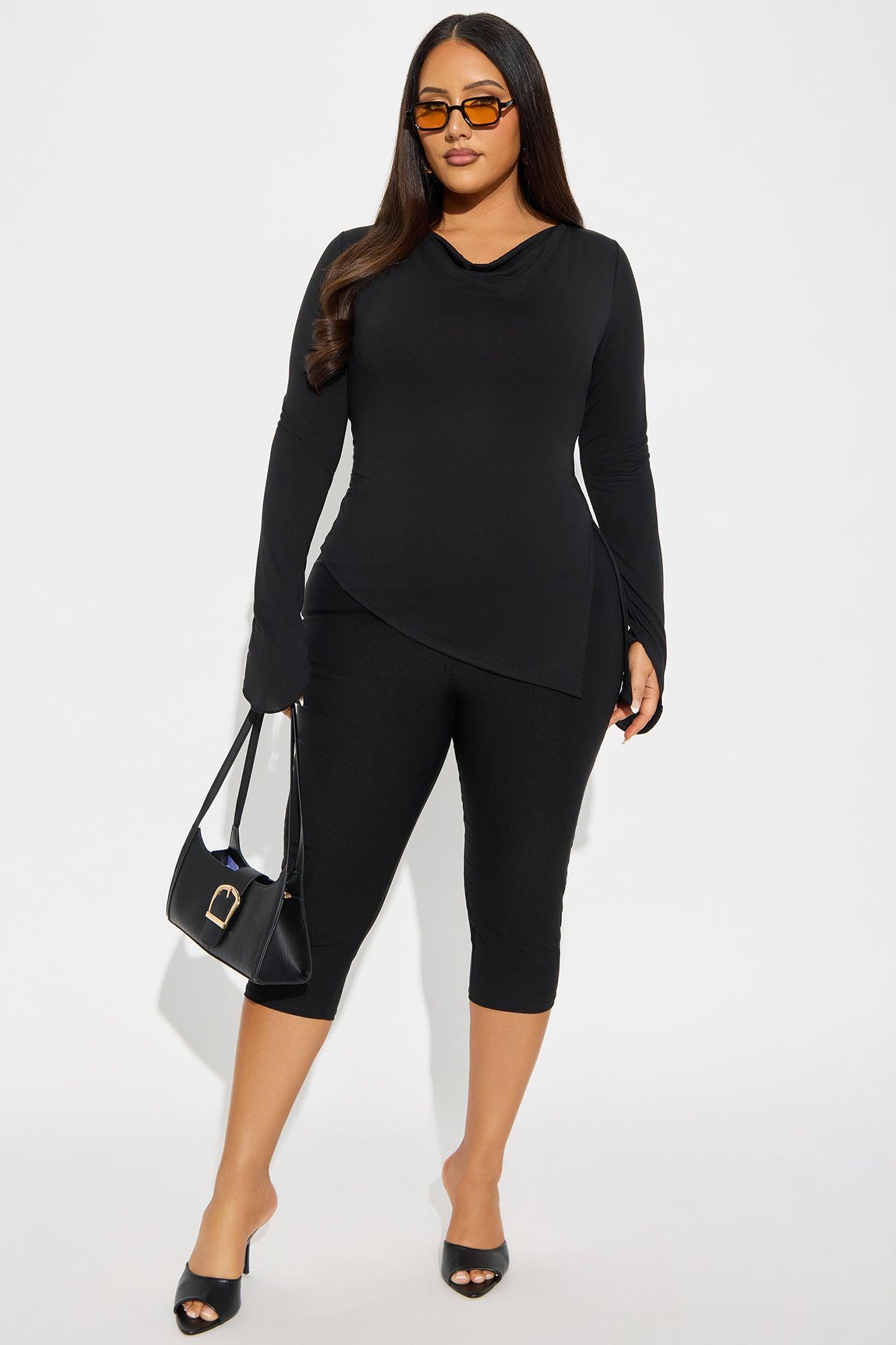 Perdie Cowl Neck Long Sleeve Top - Black Female Product Image