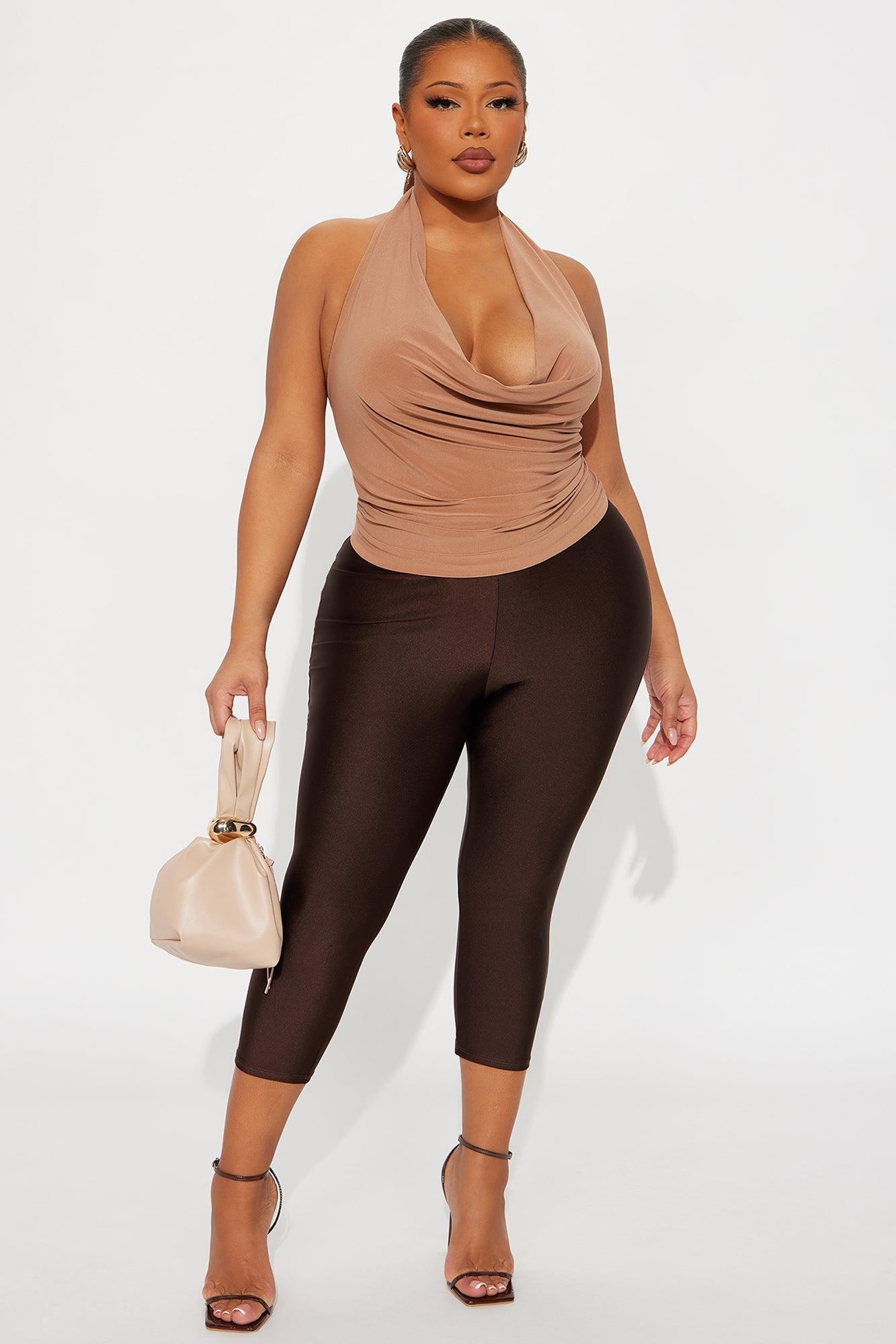 Nikole High Rise Tricot Capri Legging - Chocolate Female Product Image