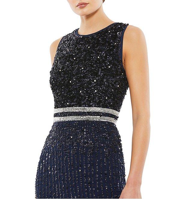 Mac Duggal Sleeveless Sequined Chiffon Midi Dress Product Image
