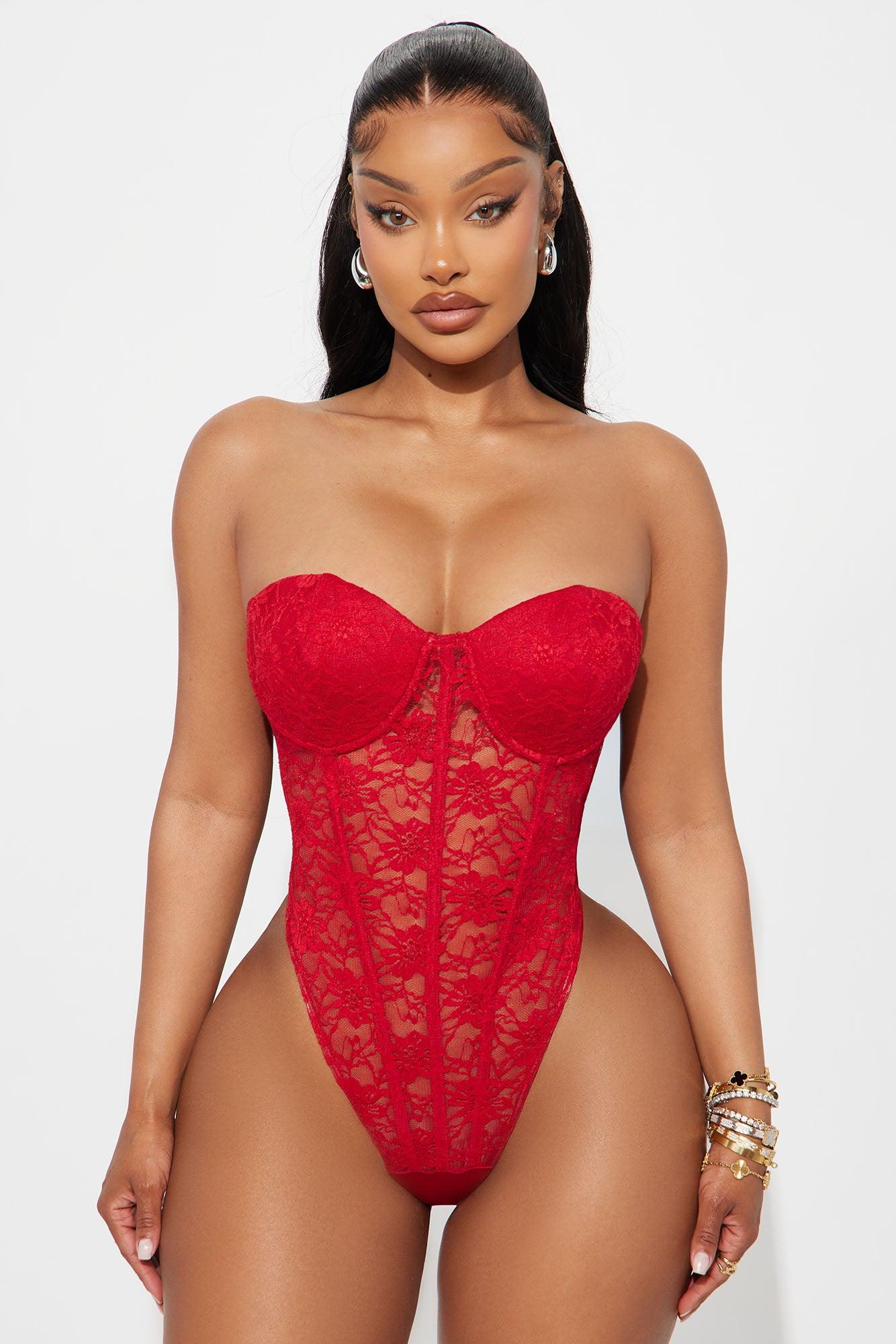 Laced In Lust Corset Pant Set - Red Female Product Image