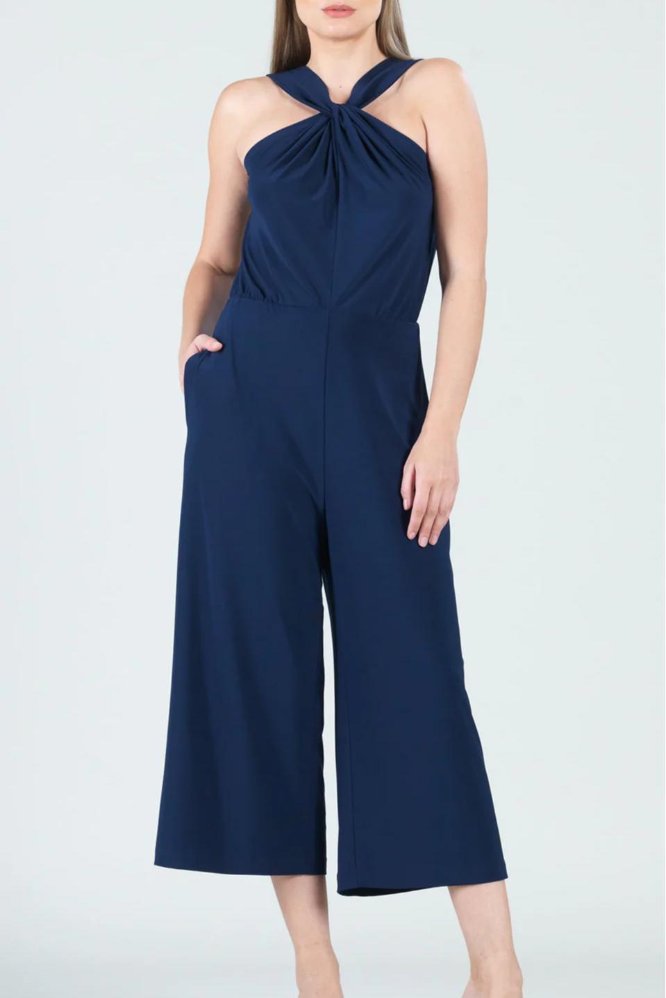 Cross-Front Cropped-Halter Jumpsuit Product Image
