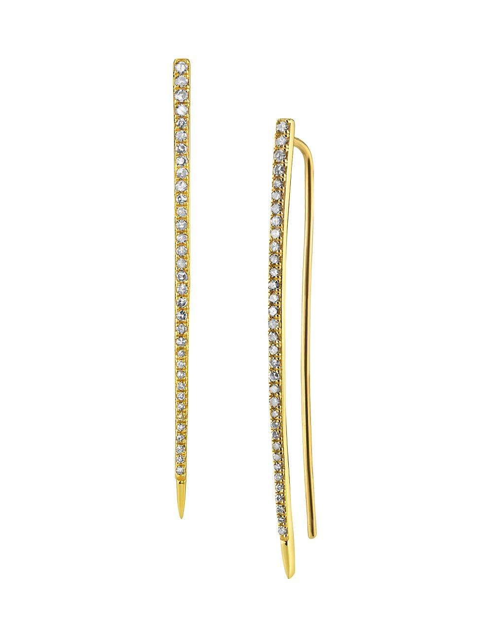 Womens Spike Sterling Silver & 0.36 TCW Diamond Linear Drop Earrings Product Image