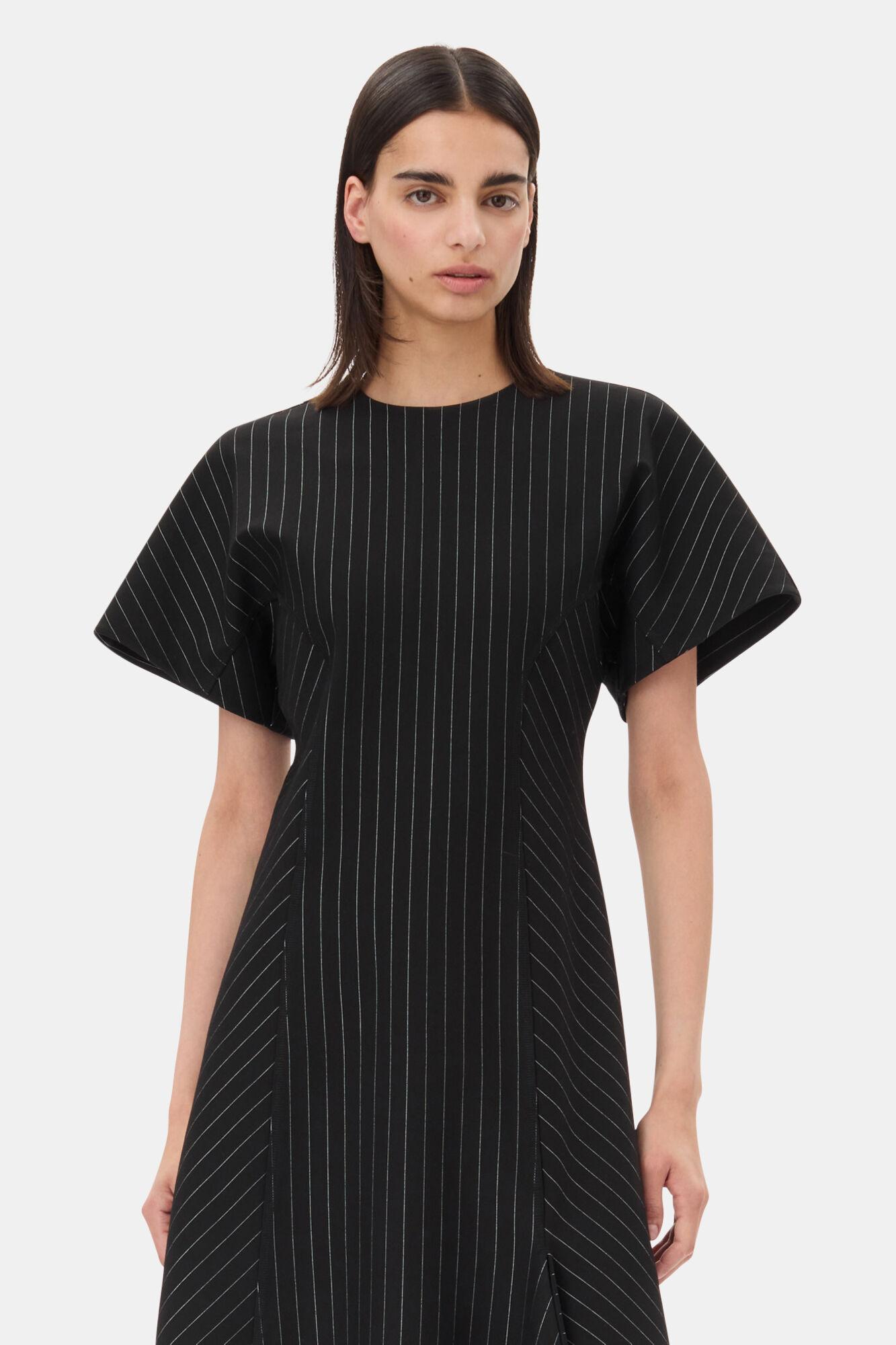 Black Pinstripe Long Dress Product Image