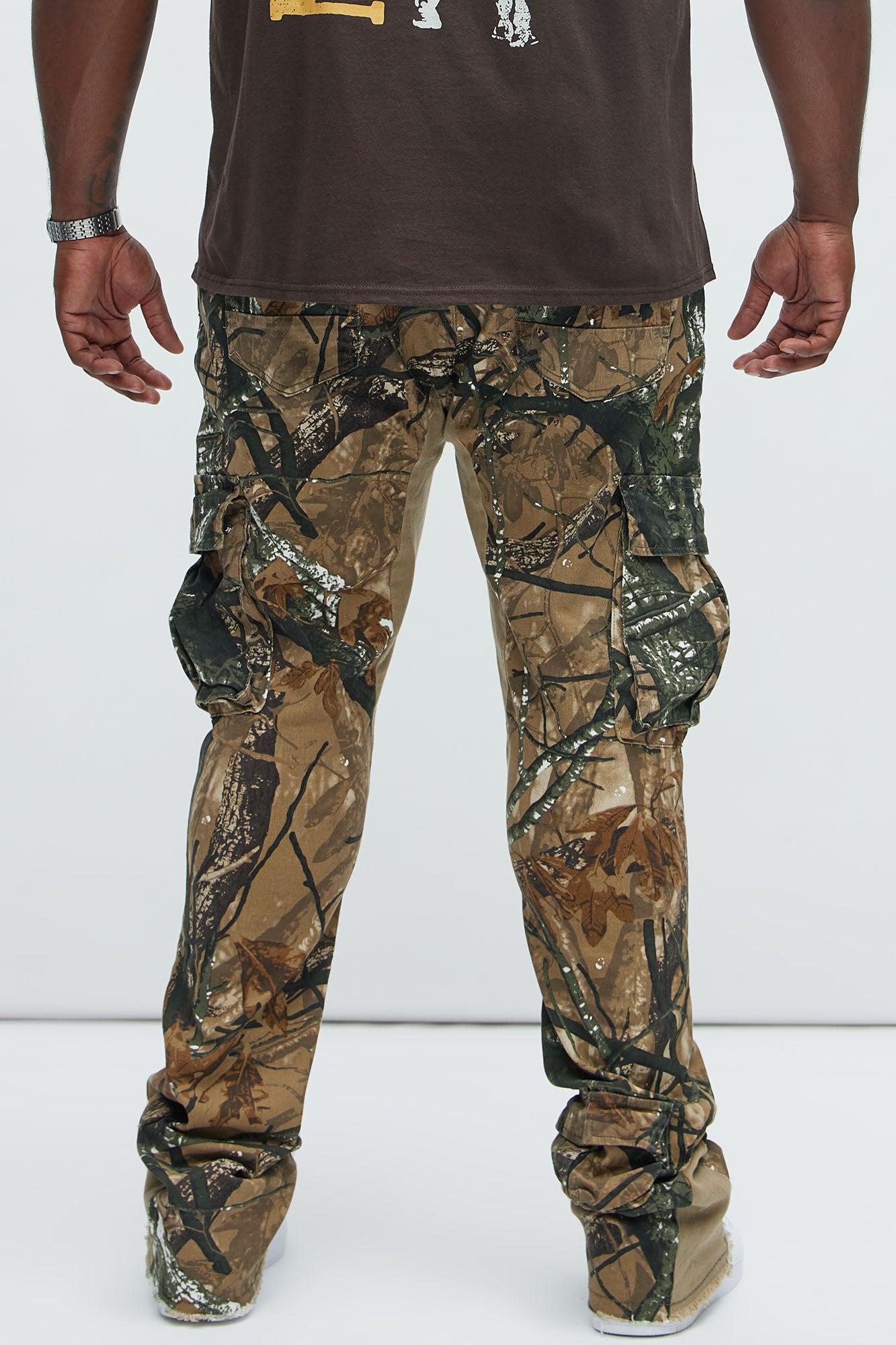 Into The Wild Panel Cargo Stacked Skinny Flare Pants - Brown/combo Product Image