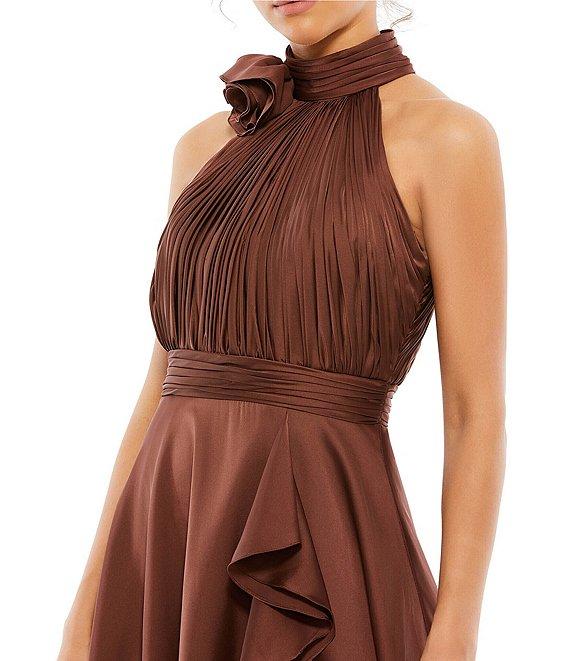 Mac Duggal Halter Mock Neck Sleeveless Ruffle High-Low A Product Image