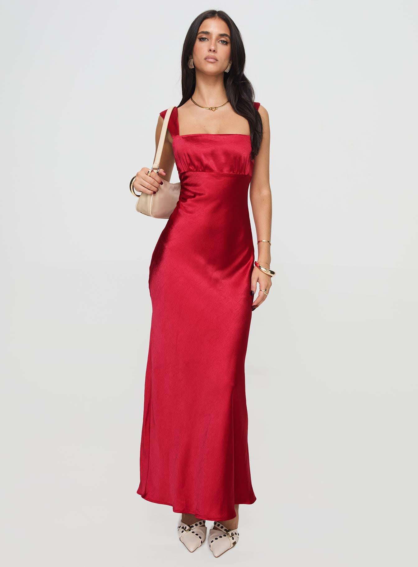 Radioactive Bias Cut Maxi Dress Red Product Image