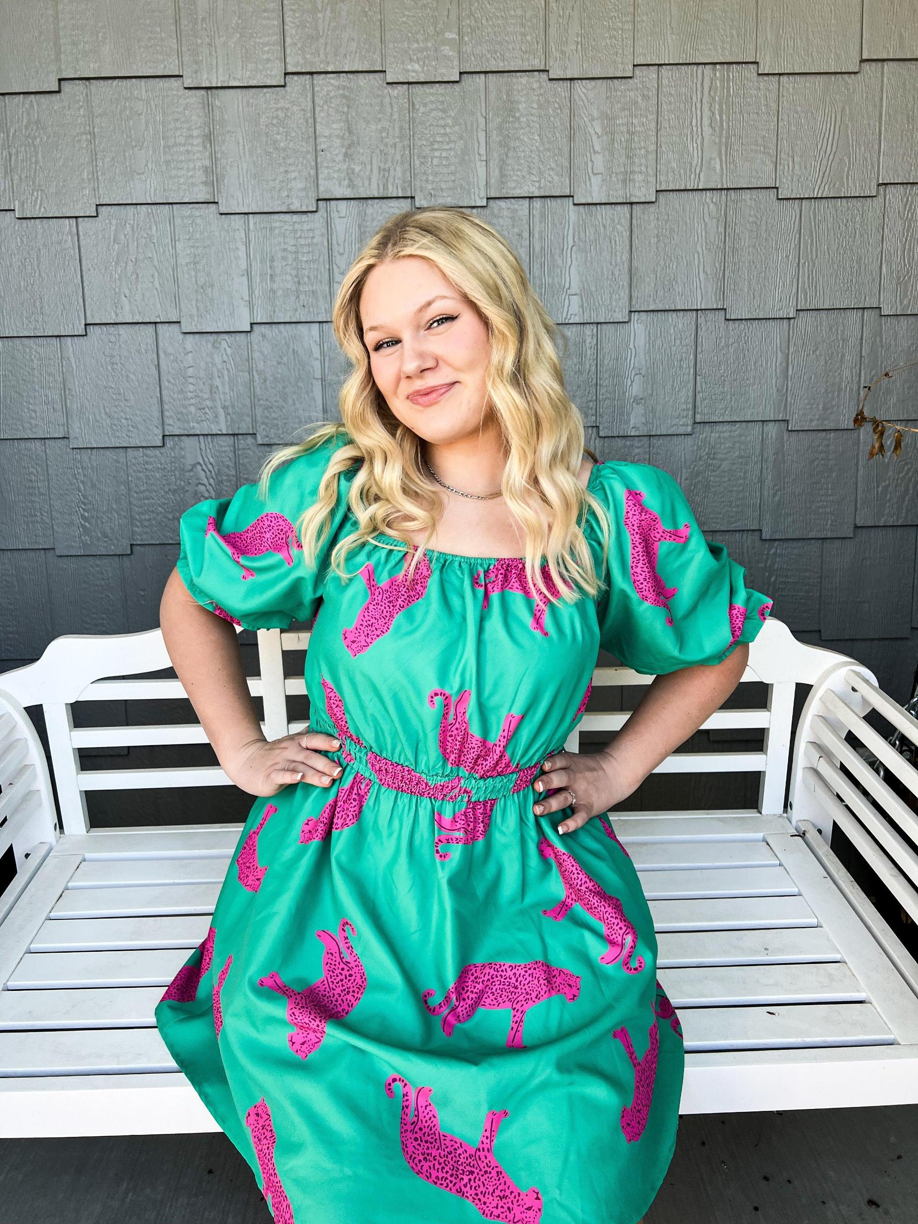 Pink Cheetah Mini Dress Product Image