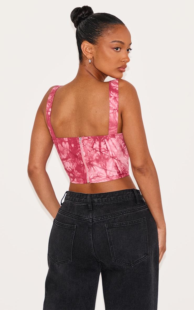 Shape Pink Tie Dye Woven Corset Crop Top Product Image