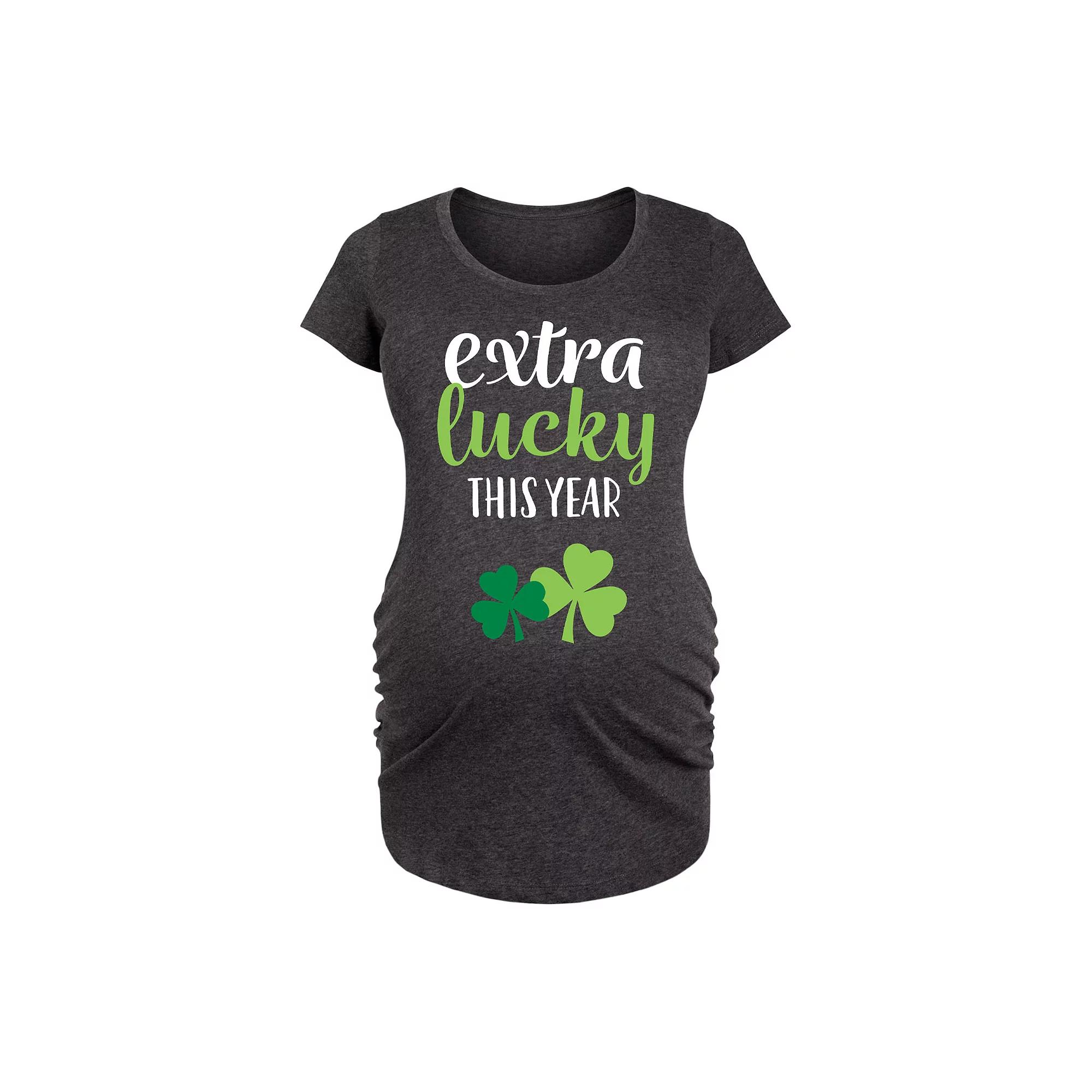 Maternity Extra Lucky This Year Shamrocks Graphic Tee, Women's,  Product Image