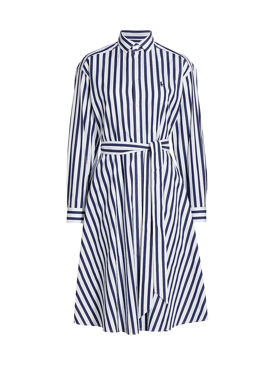 Womens Ela Belted Stripe Cotton Shirtdress Product Image
