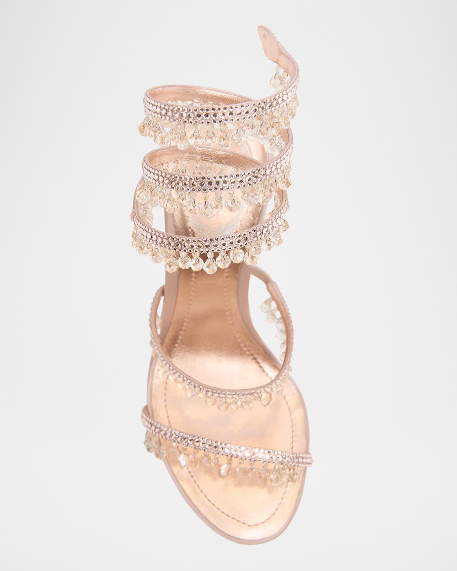 Chandelier Satin Snake Ankle Wrap Sandals  Product Image