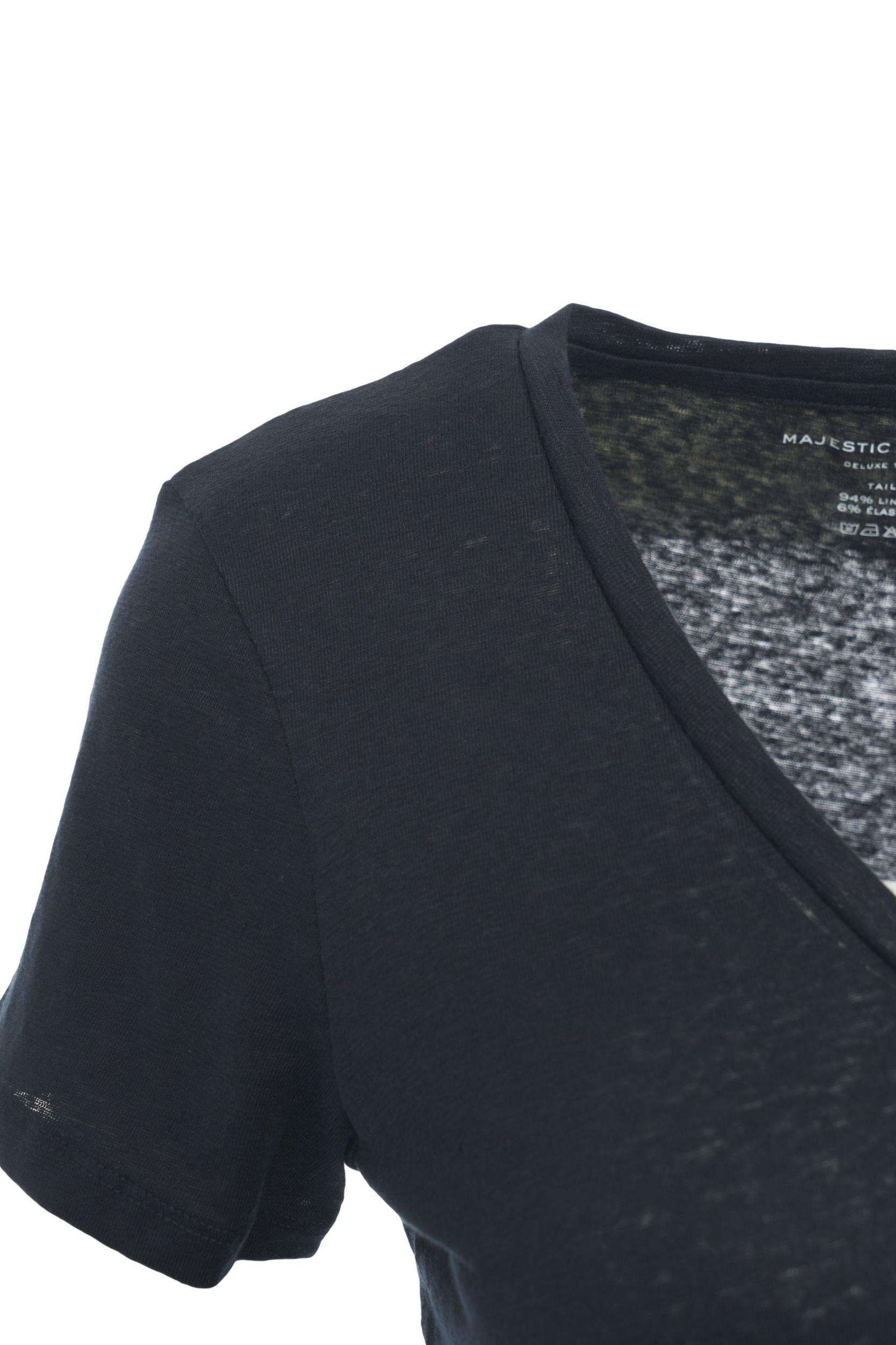 Linen T-shirt with V-neck Product Image