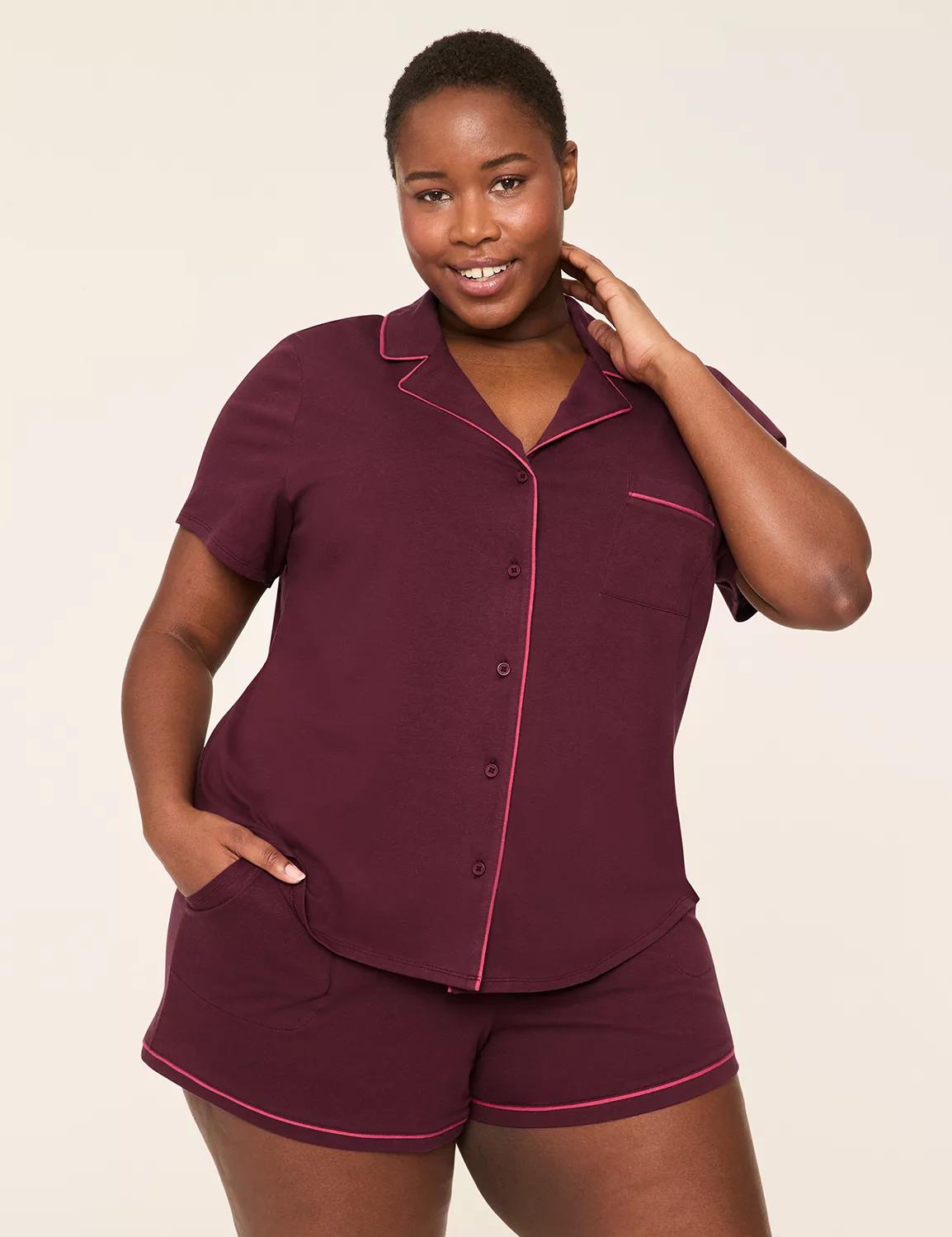 Comfy Cotton Notch-Neck Top & Short PJ Set Product Image